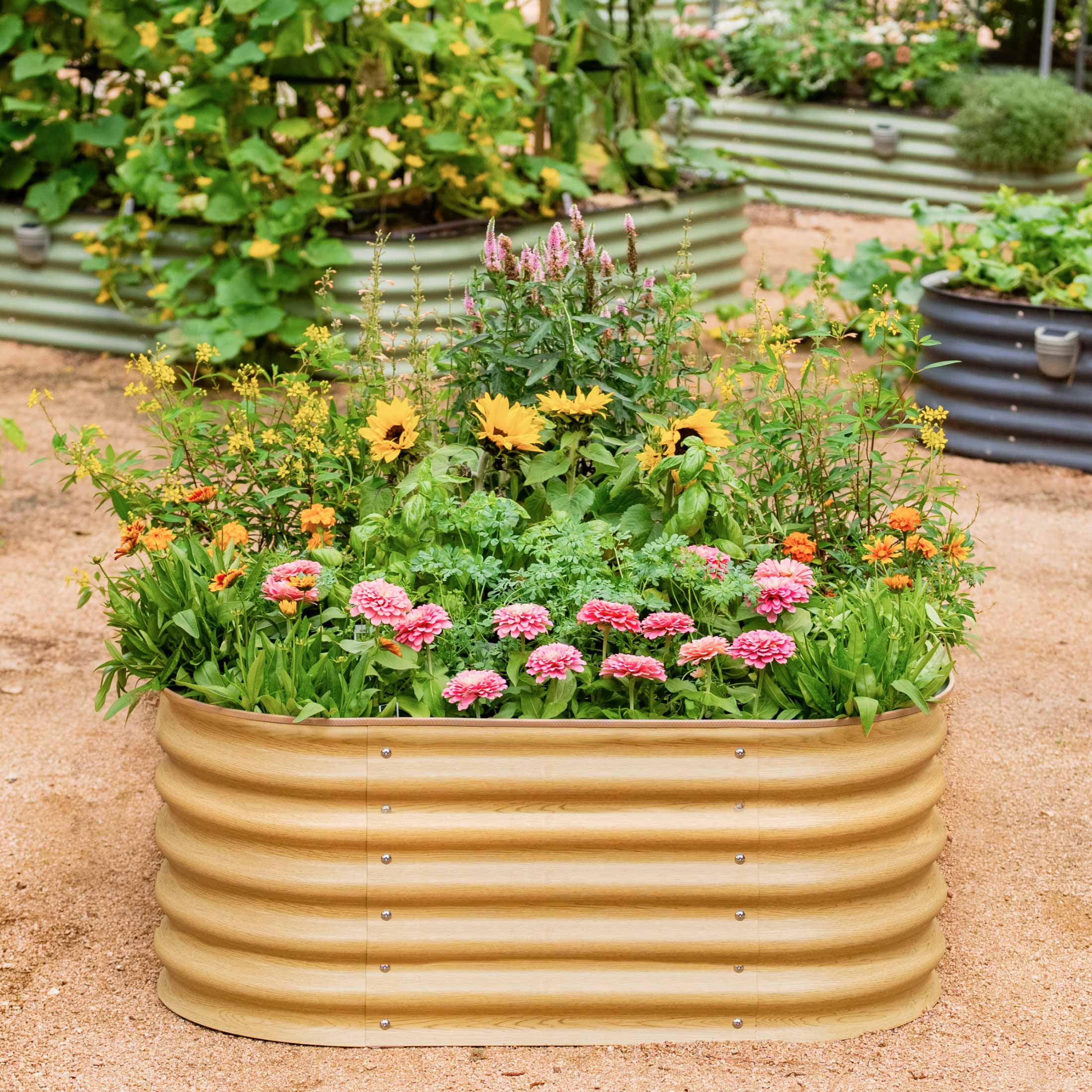 17" Tall 4 In 1 Small Modular Metal Raised Garden Bed Kit - Image 20