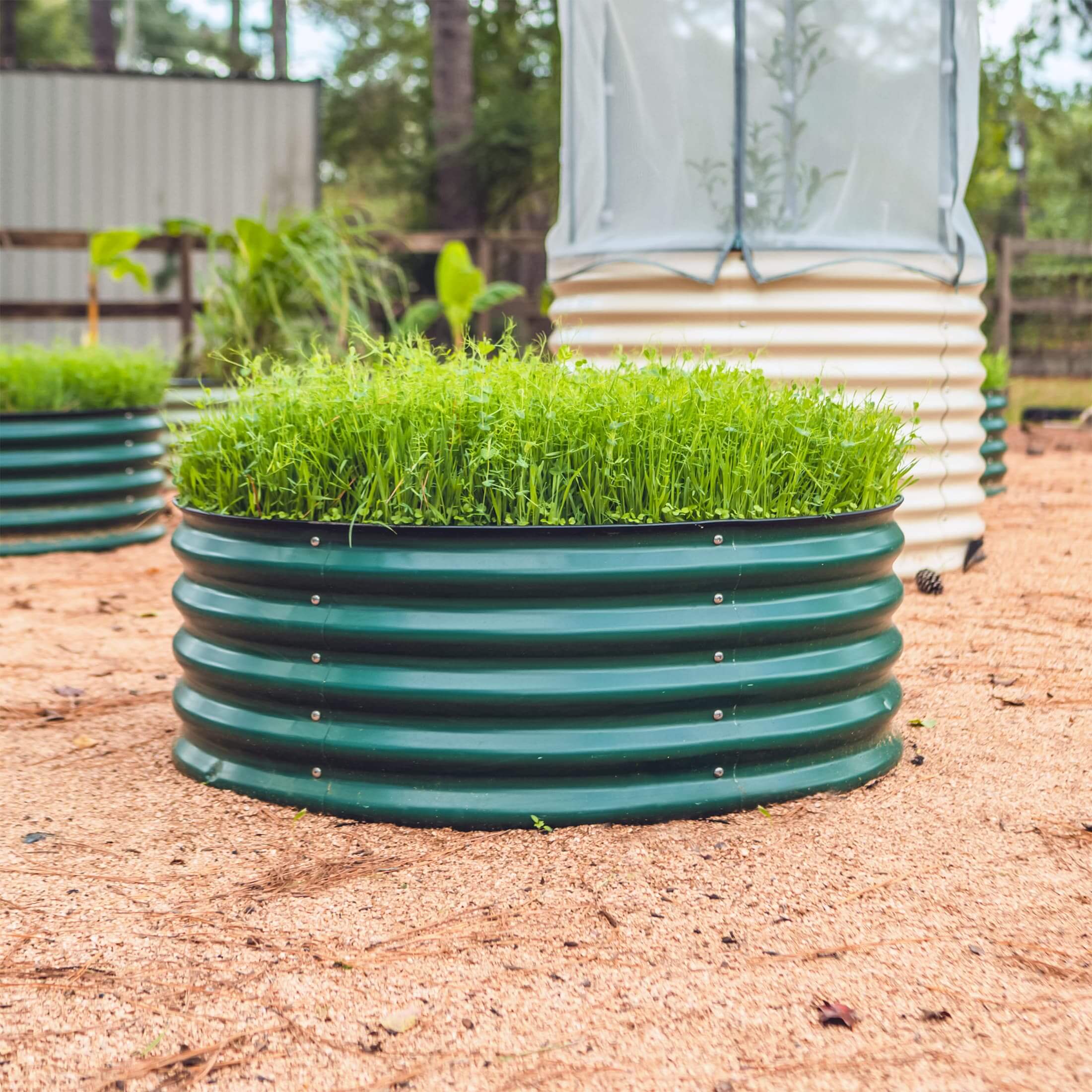 17" Tall 42" Wide Round Metal Raised Garden Bed Kit - Image 9