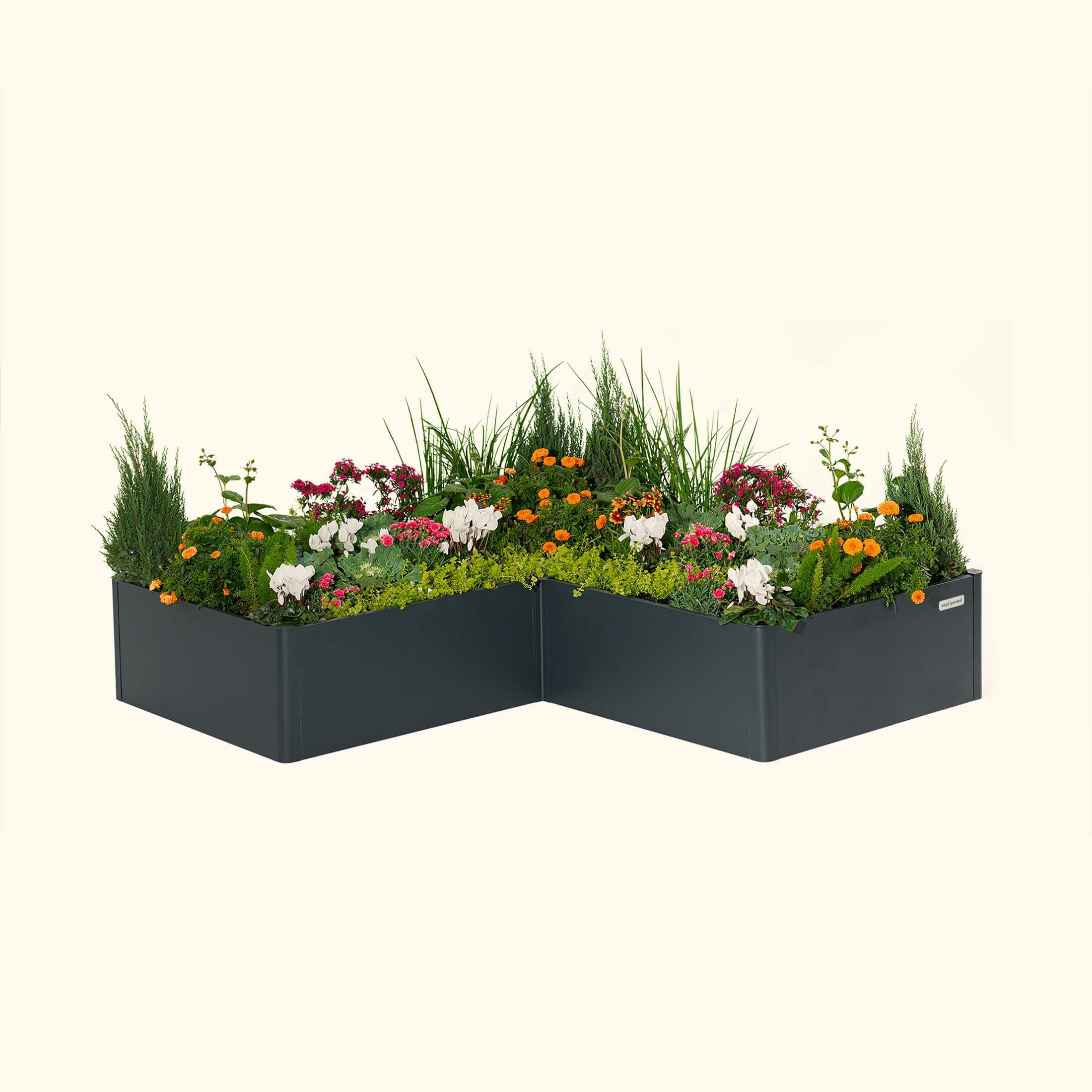 17" Tall Modern 83" x 83" L Shape Metal Raised Garden Bed - Image 3