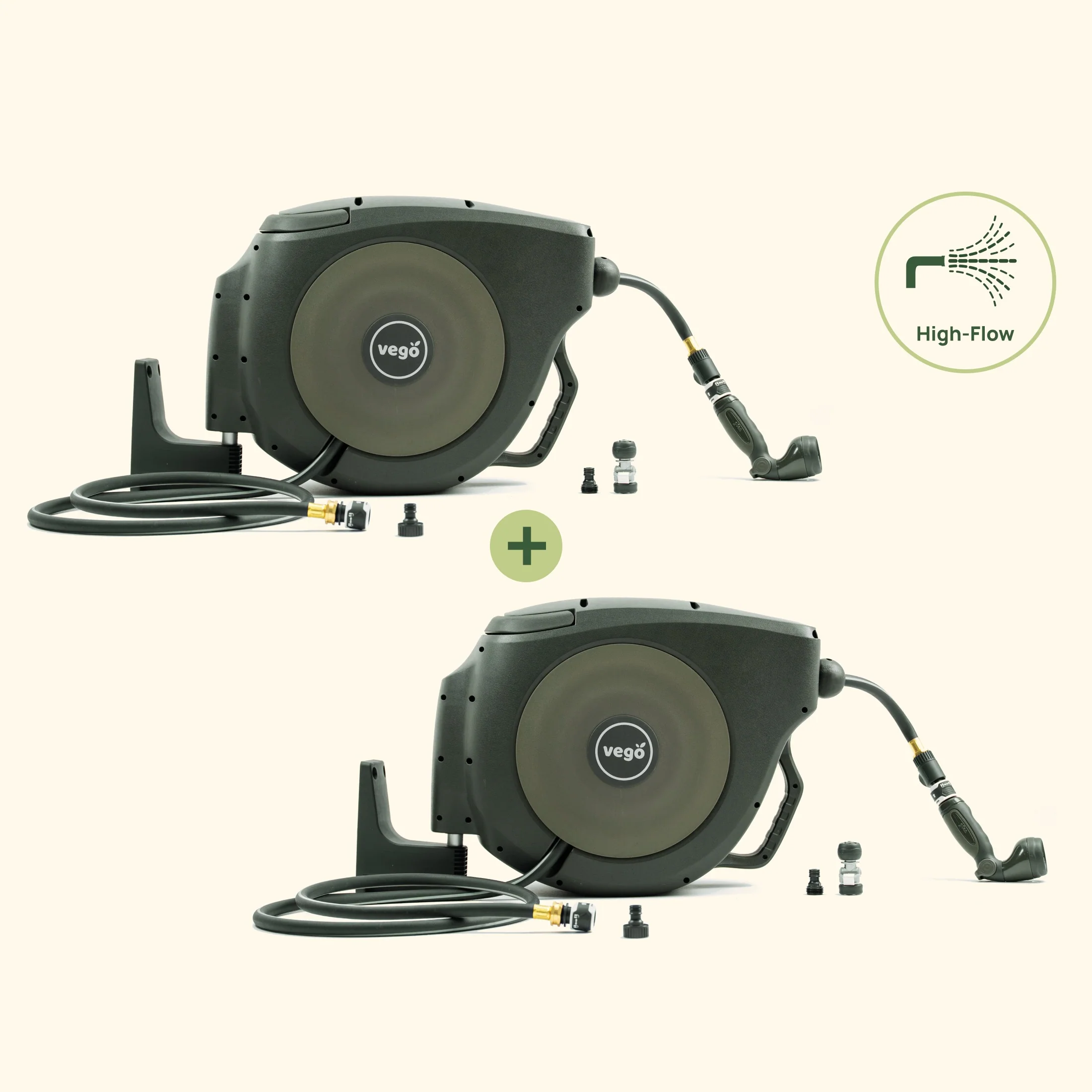 2-Pack Hi-Flow Retractable Hose Reel Set - Image 2