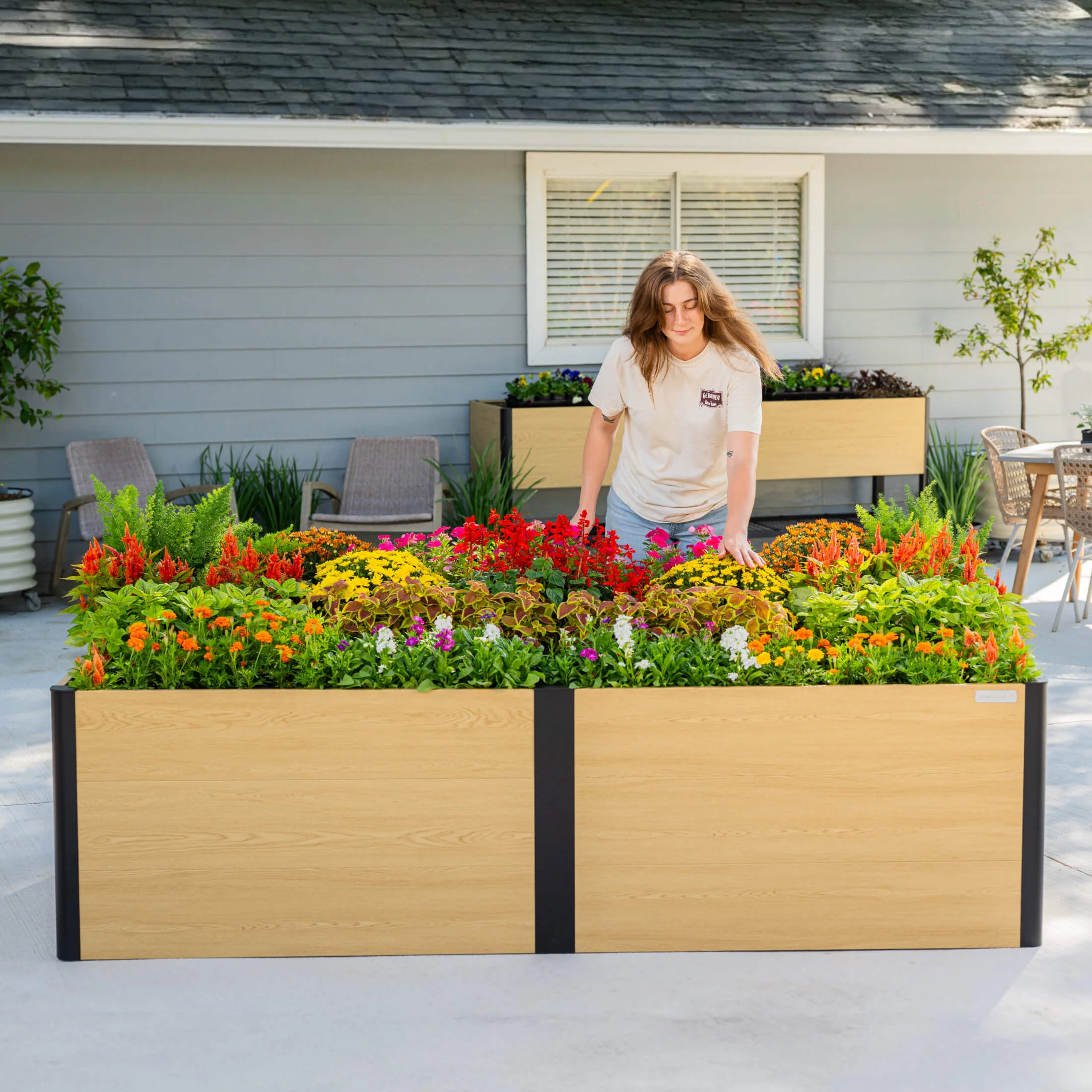26" Tall Woodgrain 2' x 8' Metal Raised Garden Bed - Image 11