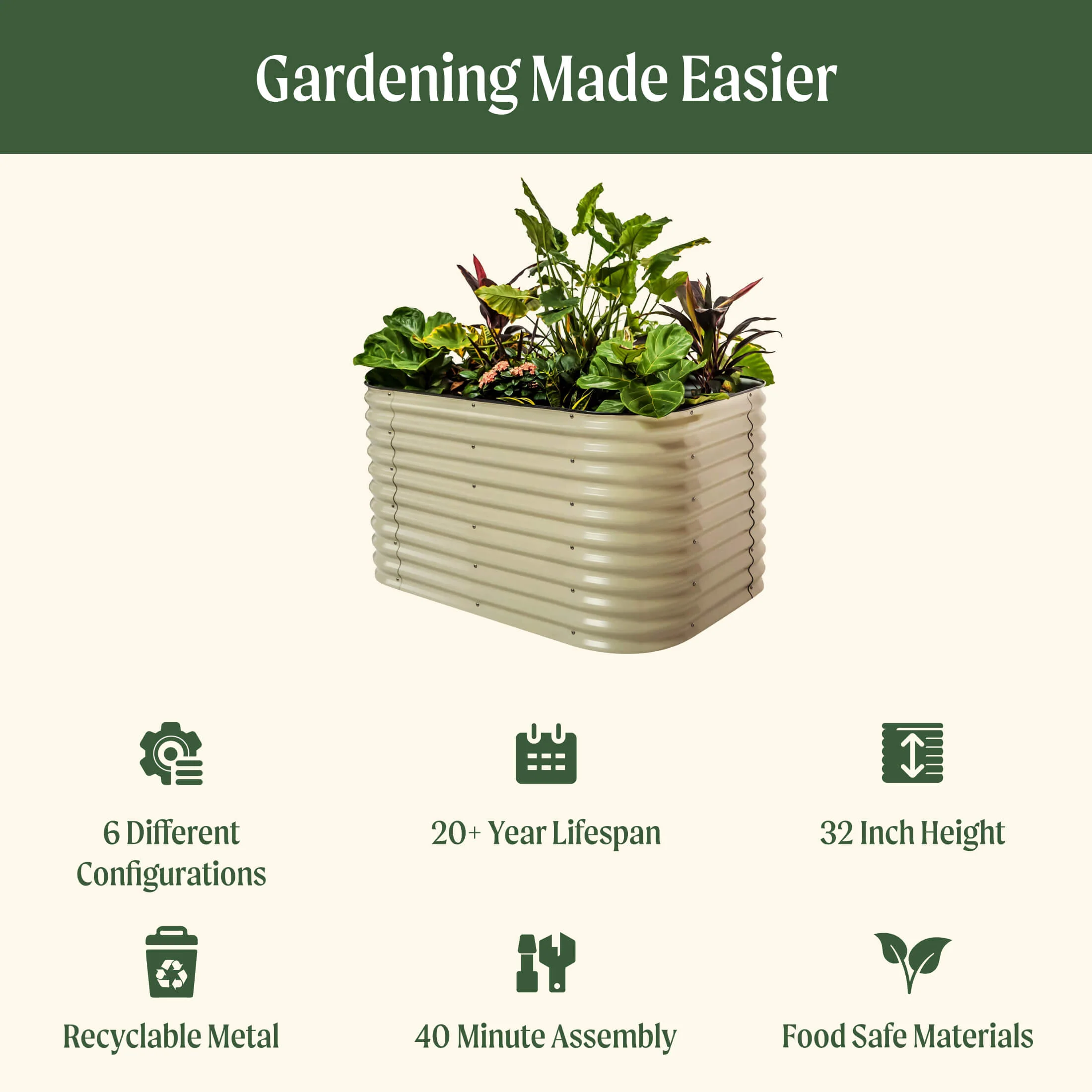 32" Extra Tall 6 In 1 Medium Modular Metal Raised Garden Bed Kit - Image 11