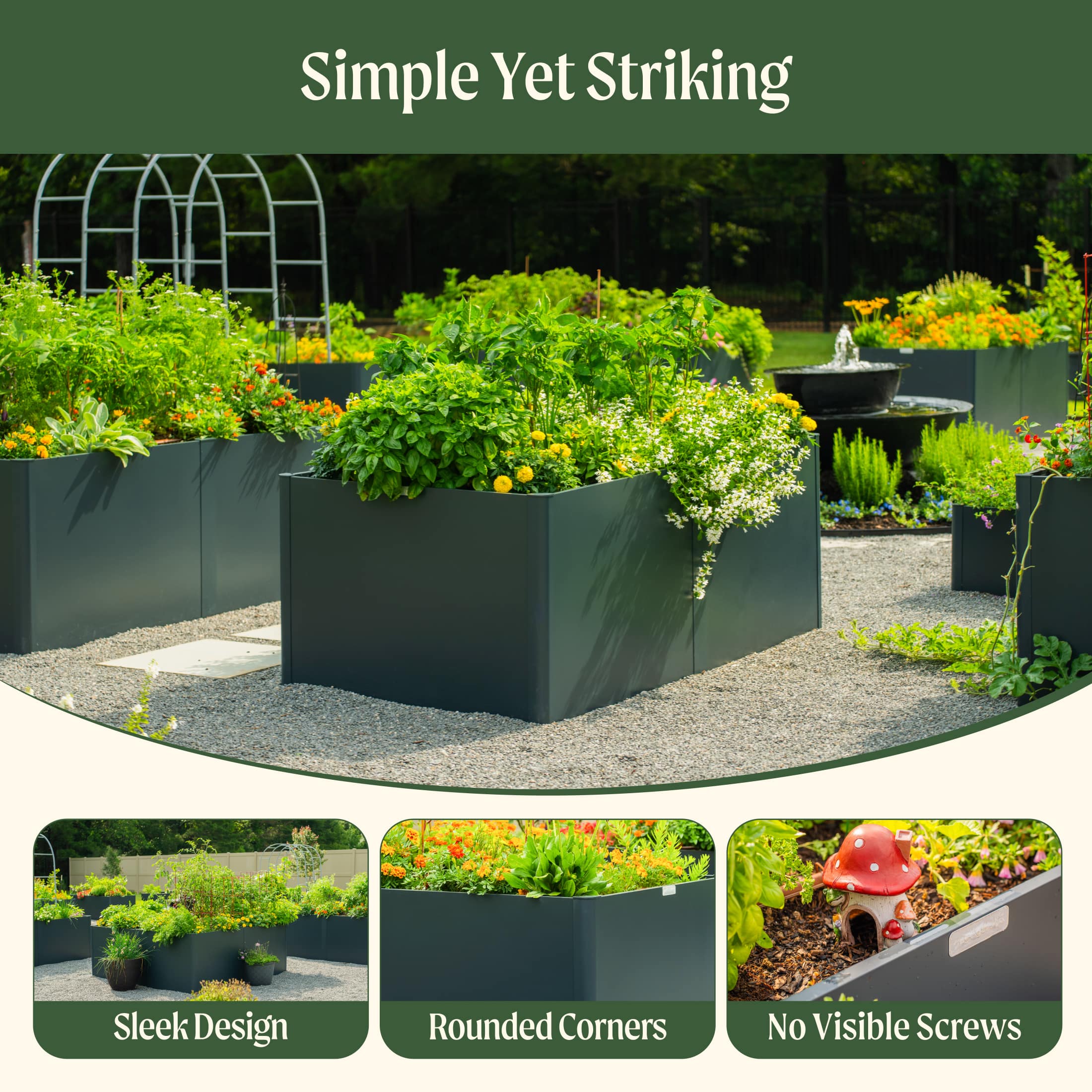 17" Tall Modern 27" x 53" Metal Raised Garden Bed - Image 5
