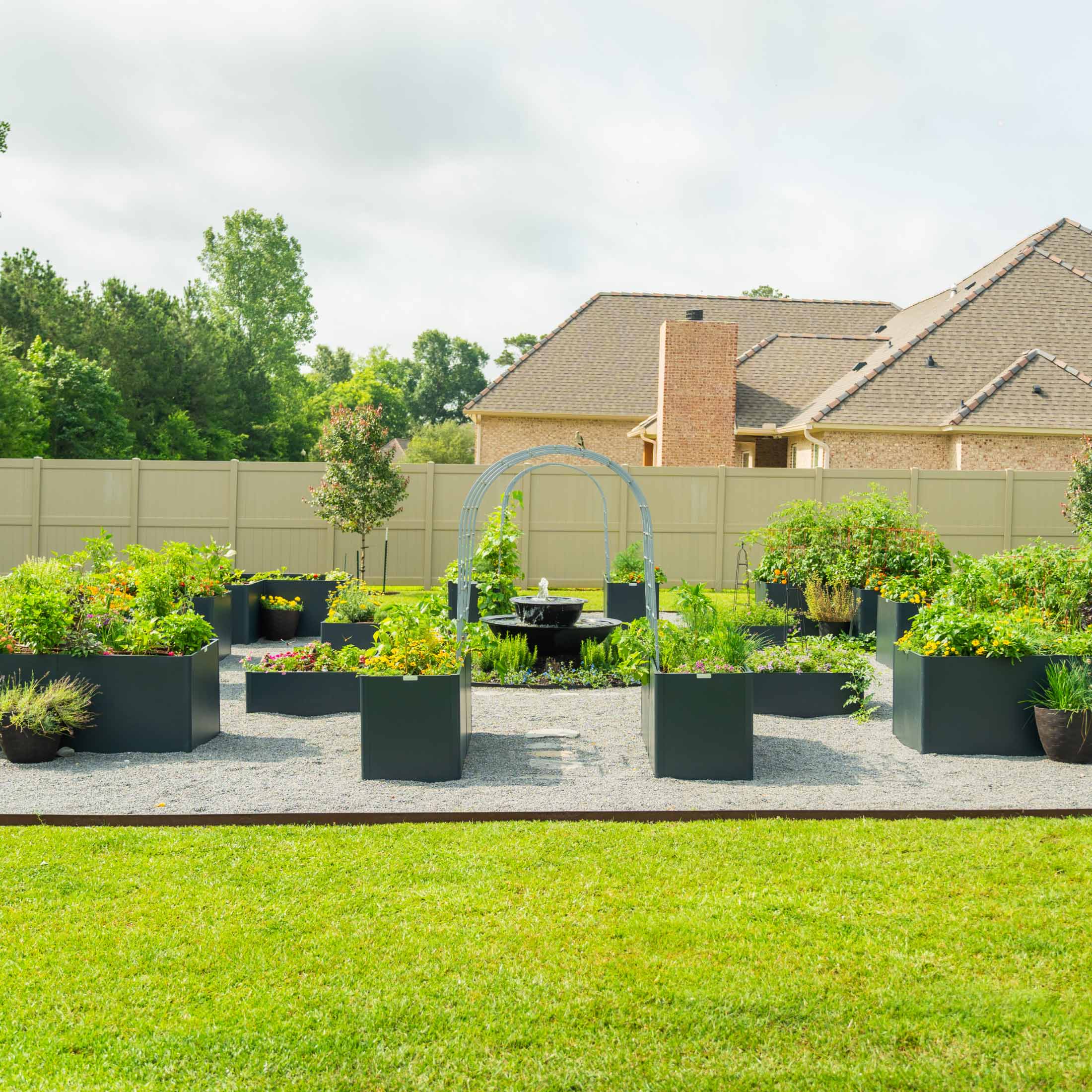 32" Extra Tall Modern 83" x 83" L Shape Metal Raised Garden Bed - Midnight Blue - Image 5
