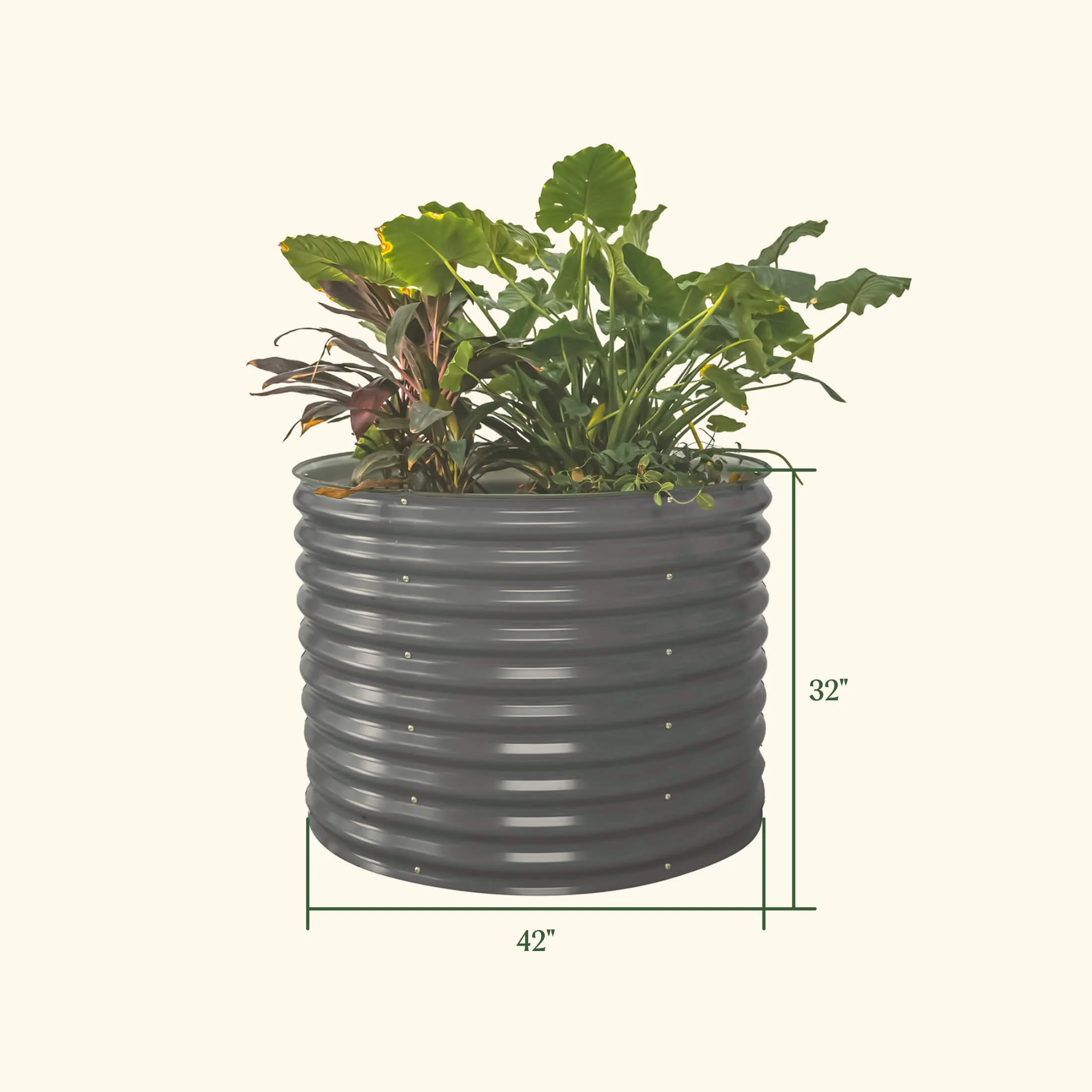 32" Extra Tall 42" Wide Round Metal Raised Garden Bed Kit - Image 14