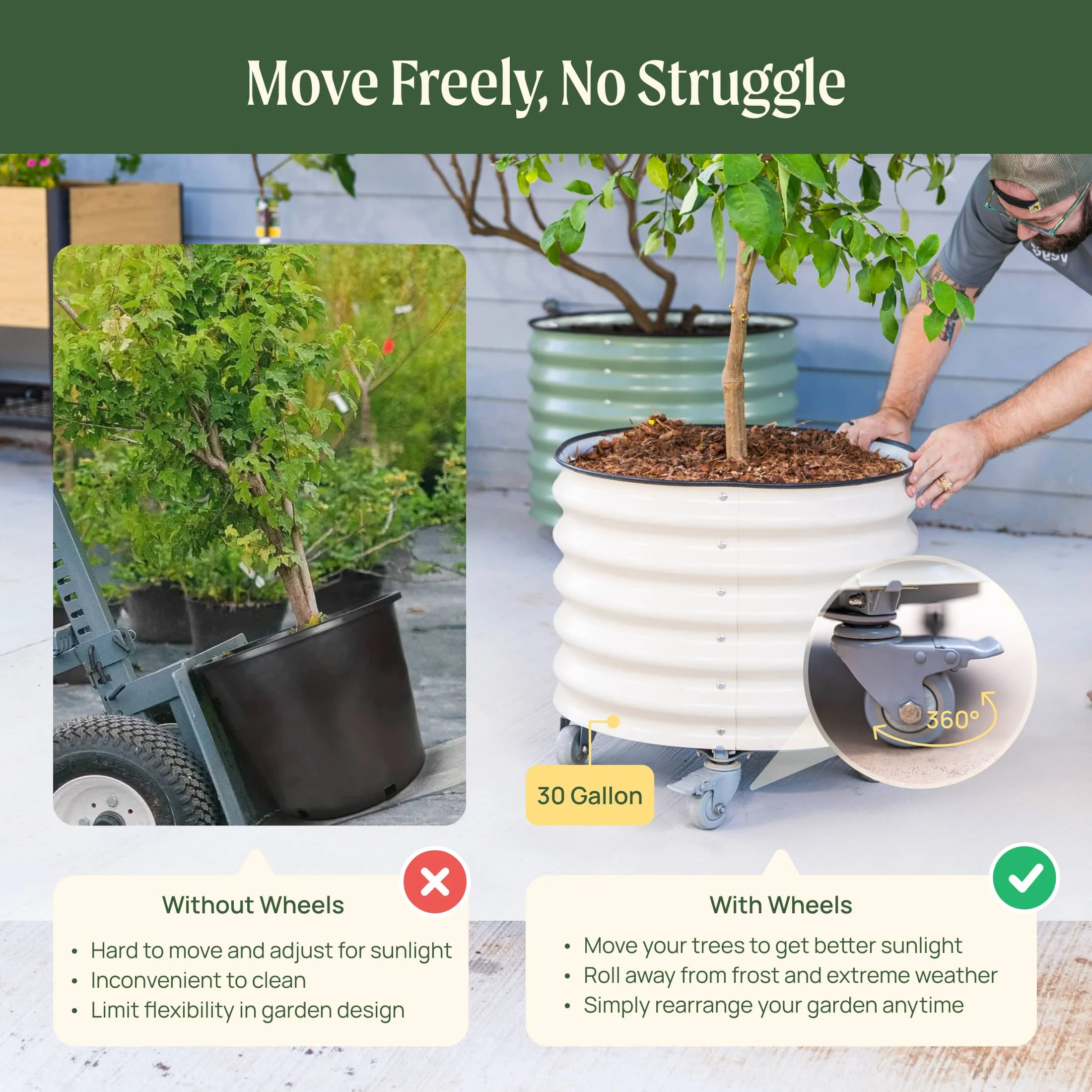 Classic Rolling Citrus Tree Planter - 20 Gallon - Image 4