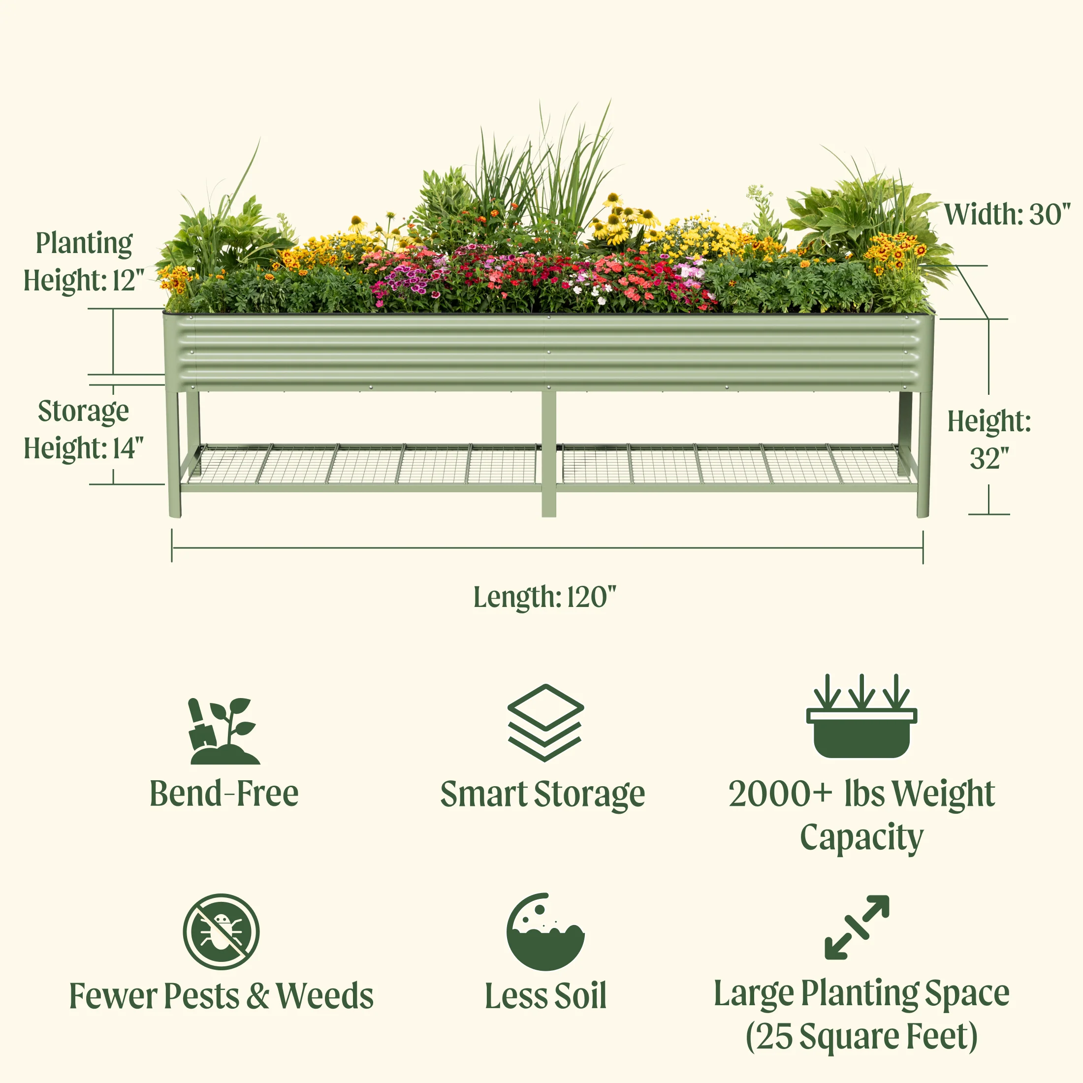 Elevated Garden Bed - Jumbo Series 2.5' x 10' - Image 4