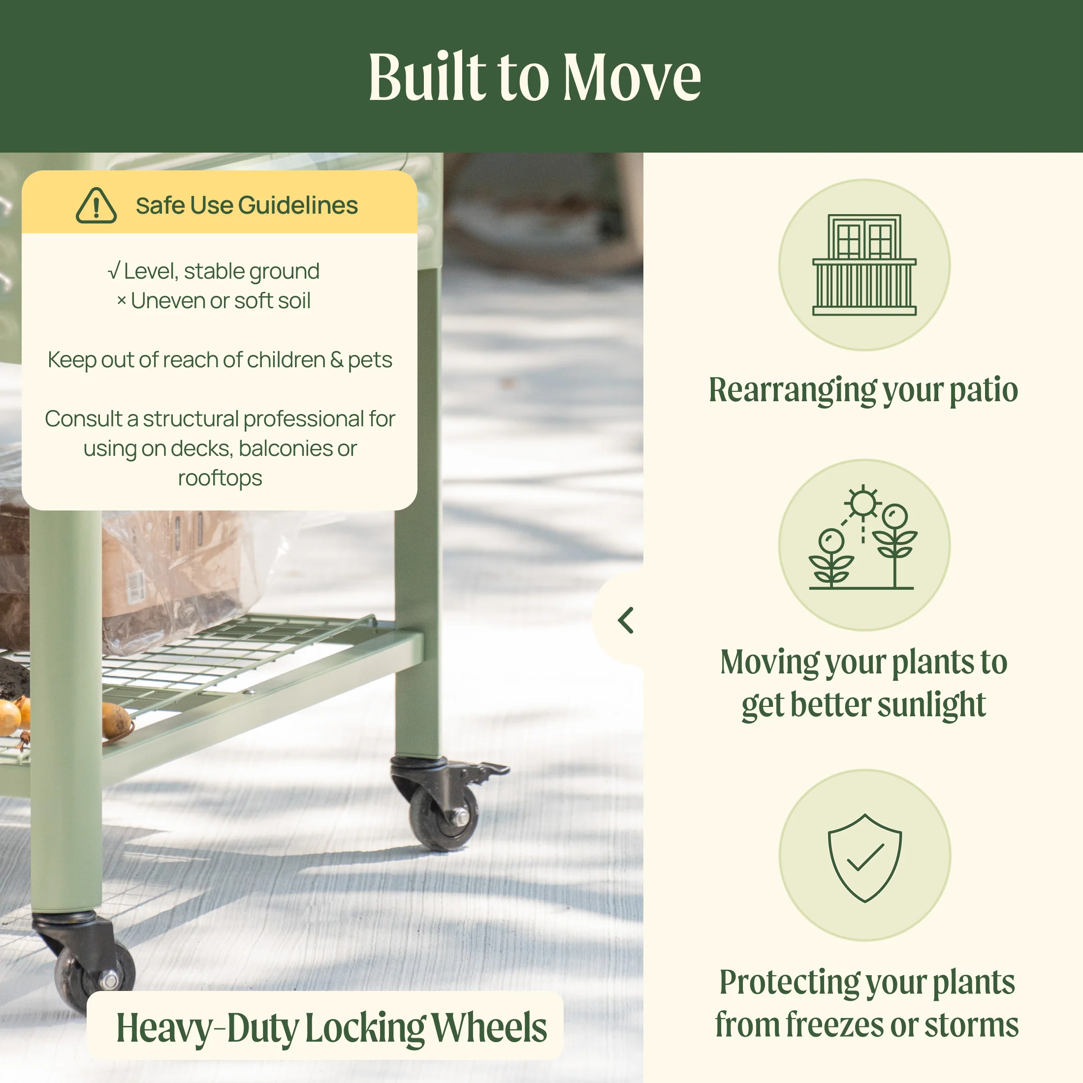 Elevated Garden Bed - Jumbo Series 2.5' x 10' Wheels Included - Image 9