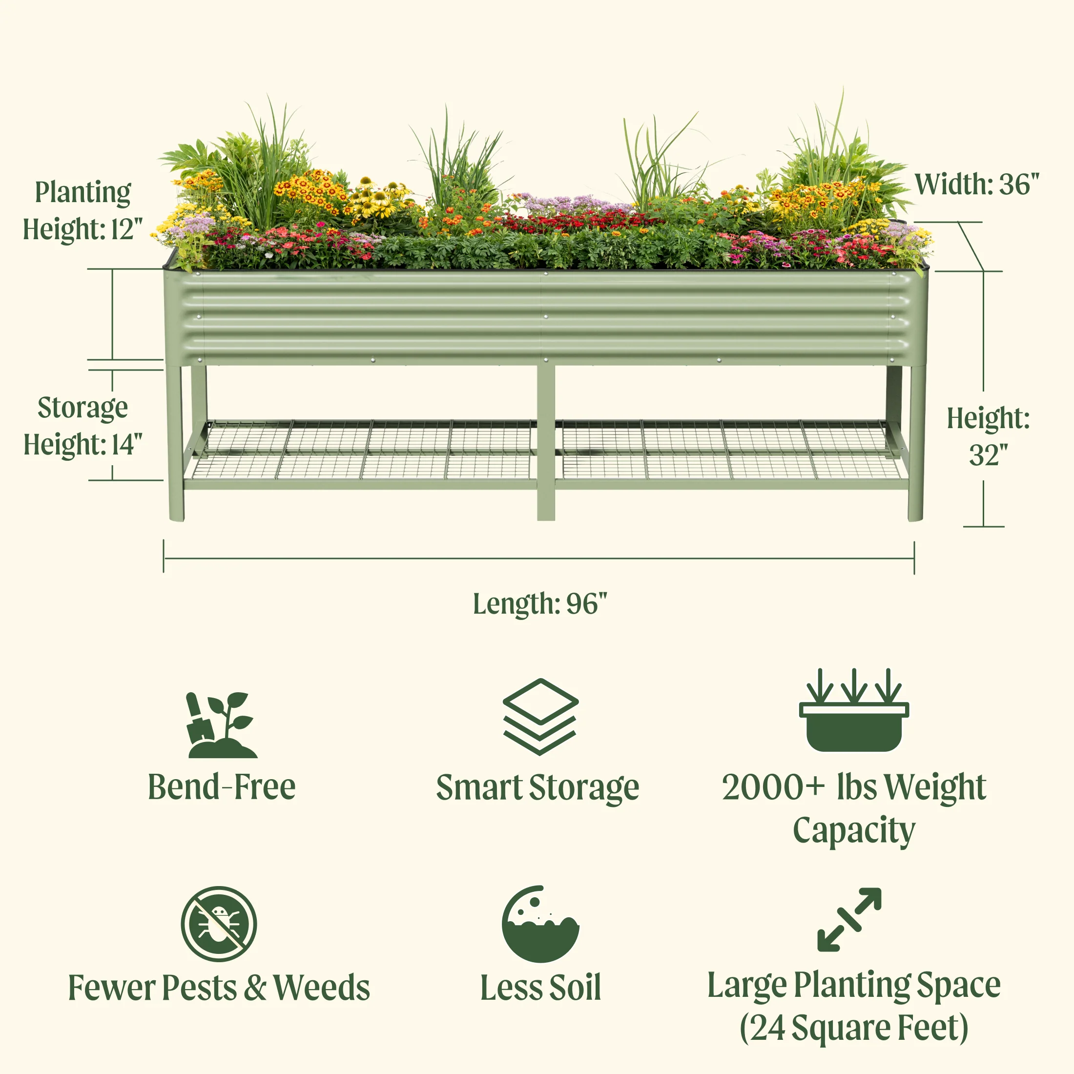 Elevated Garden Bed - Jumbo Series 3' x 8' - Image 4