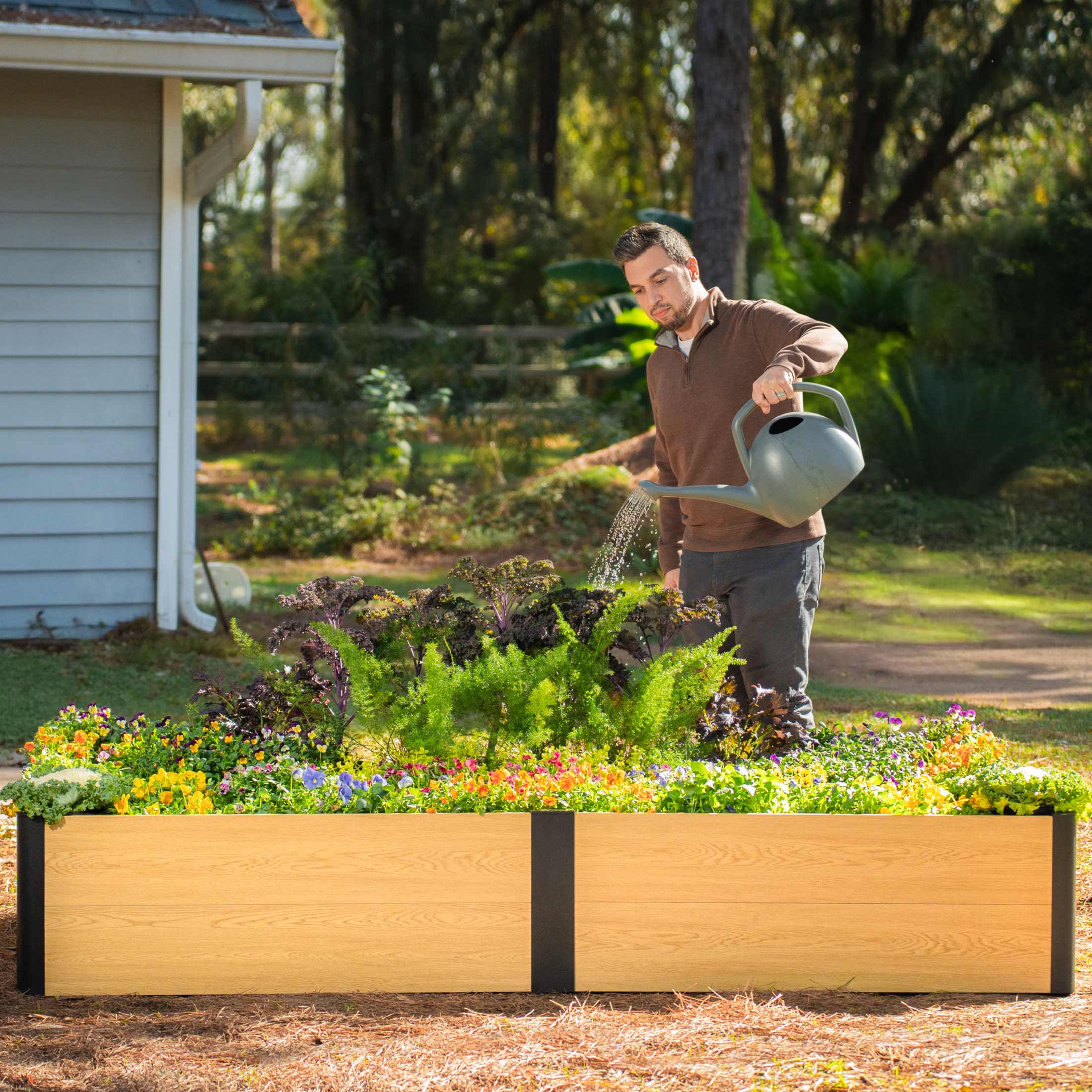 16" Tall Woodgrain 2' x 8' Metal Raised Garden Bed - Image 13