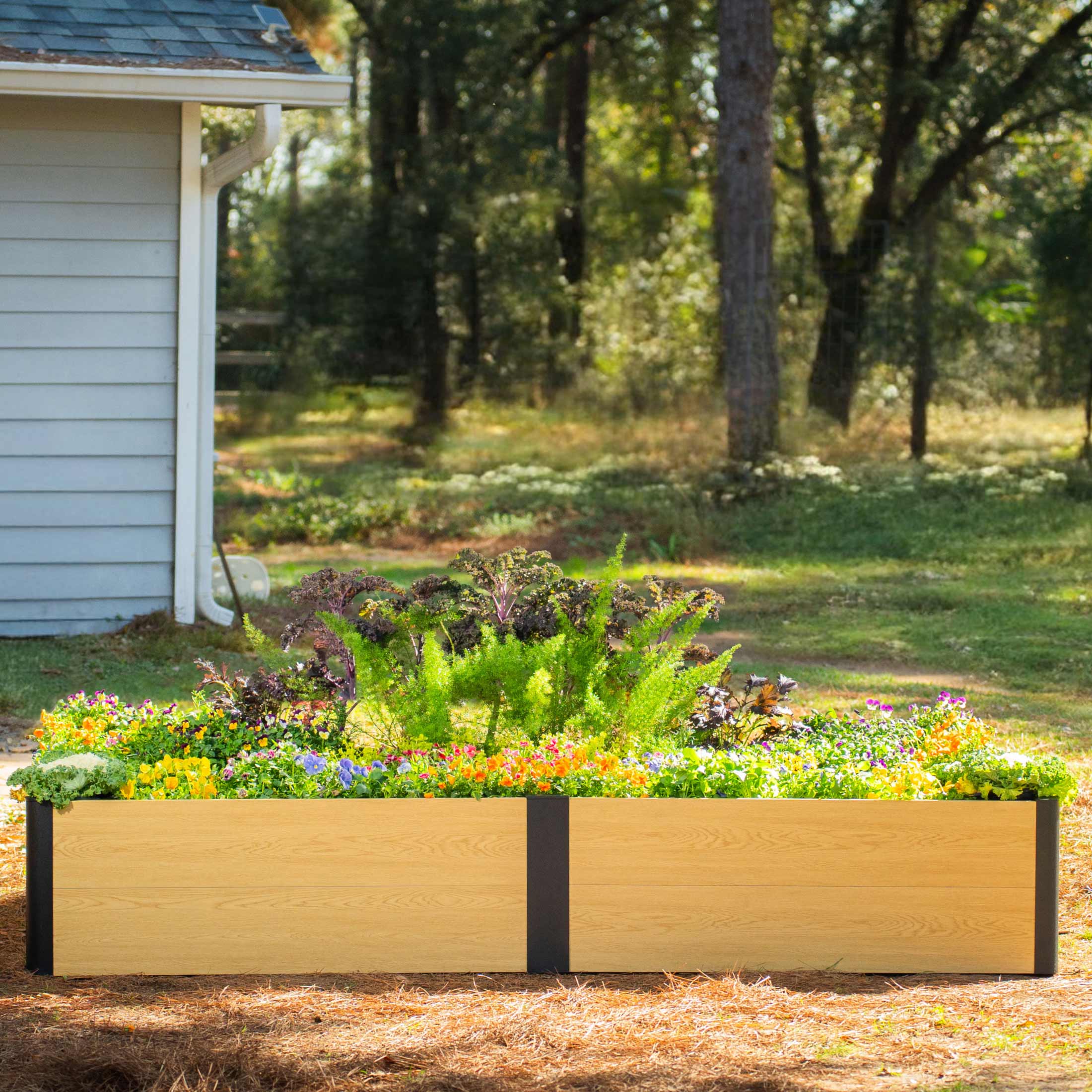 16" Tall Woodgrain 2' x 8' Metal Raised Garden Bed - Image 14