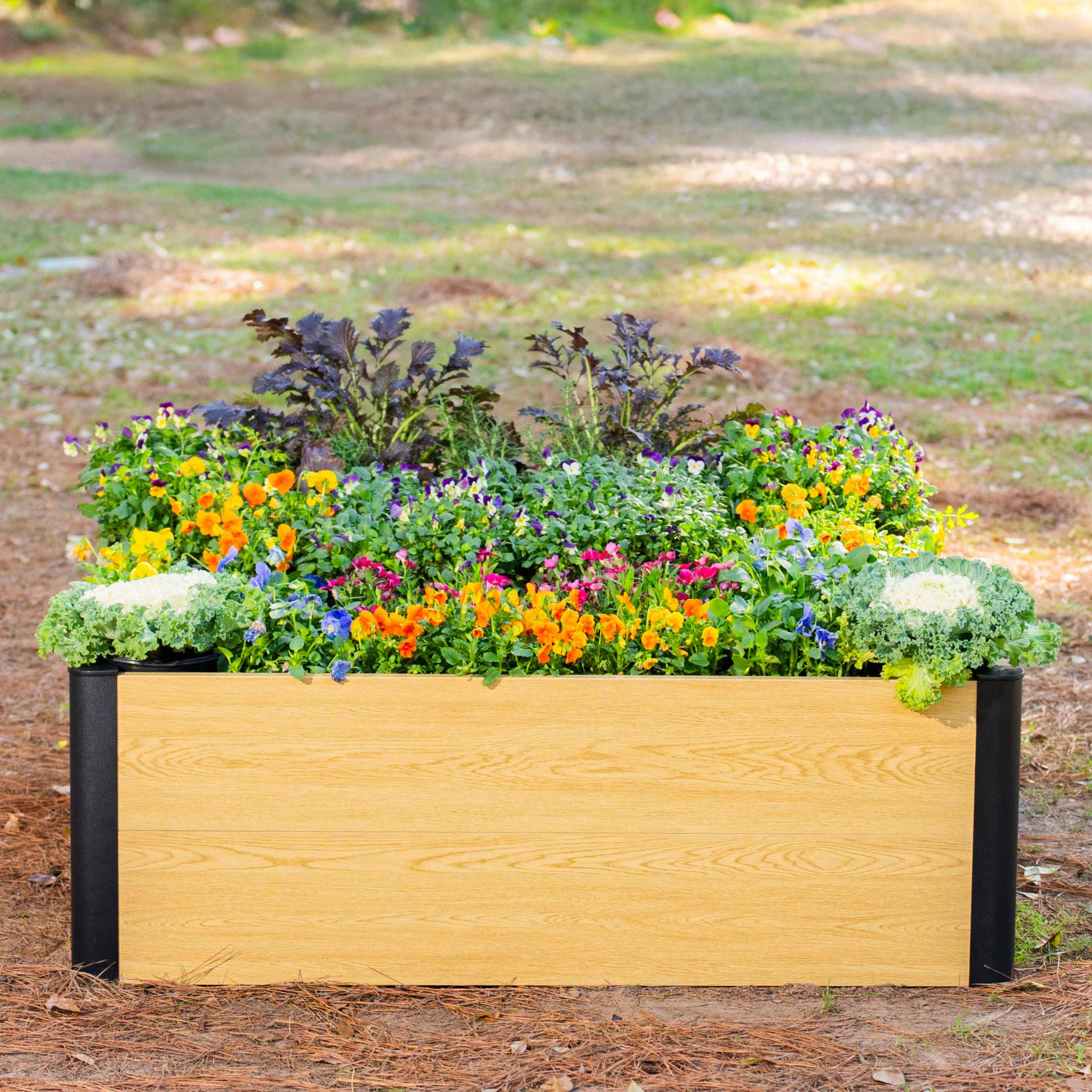 16" Tall Woodgrain 4' x 4' Metal Raised Garden Bed - Image 10