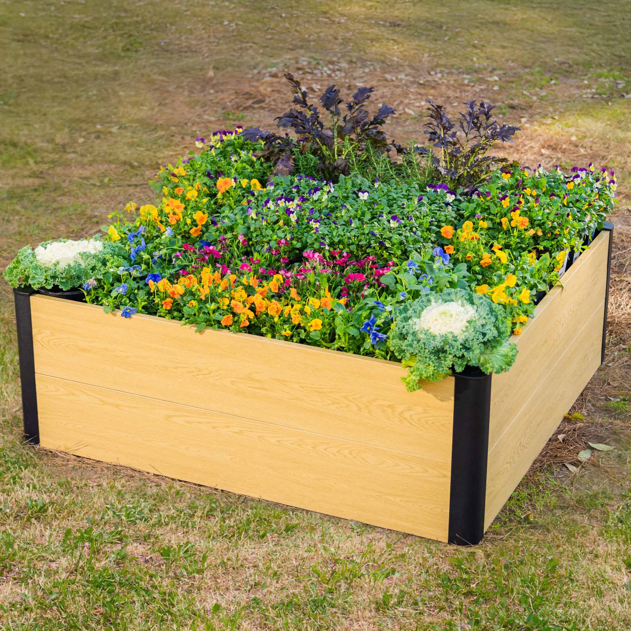 16" Tall Woodgrain 4' x 4' Metal Raised Garden Bed - Image 13