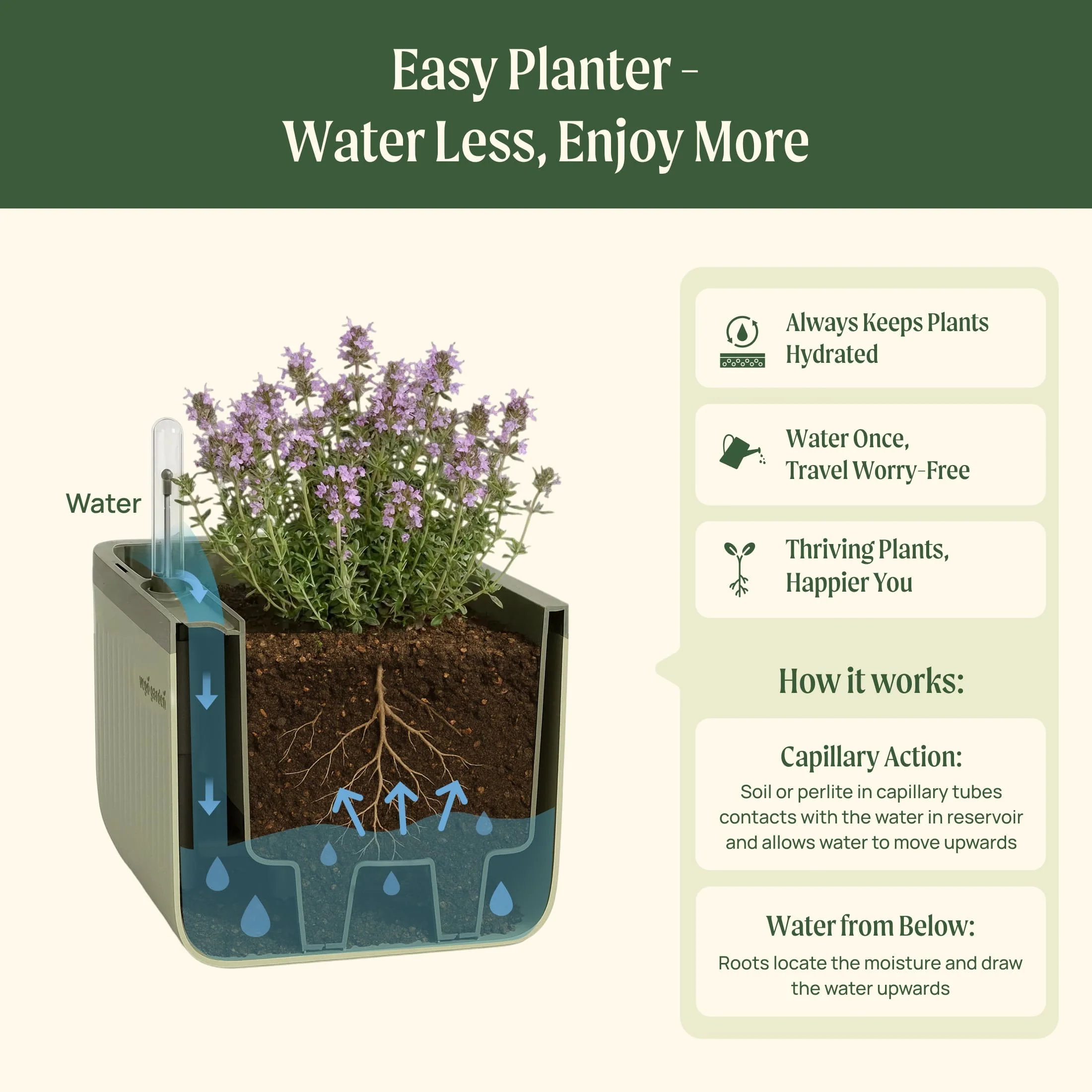 EZ Self-Watering Herb Planter with Trellis Gen 2 - Image 10