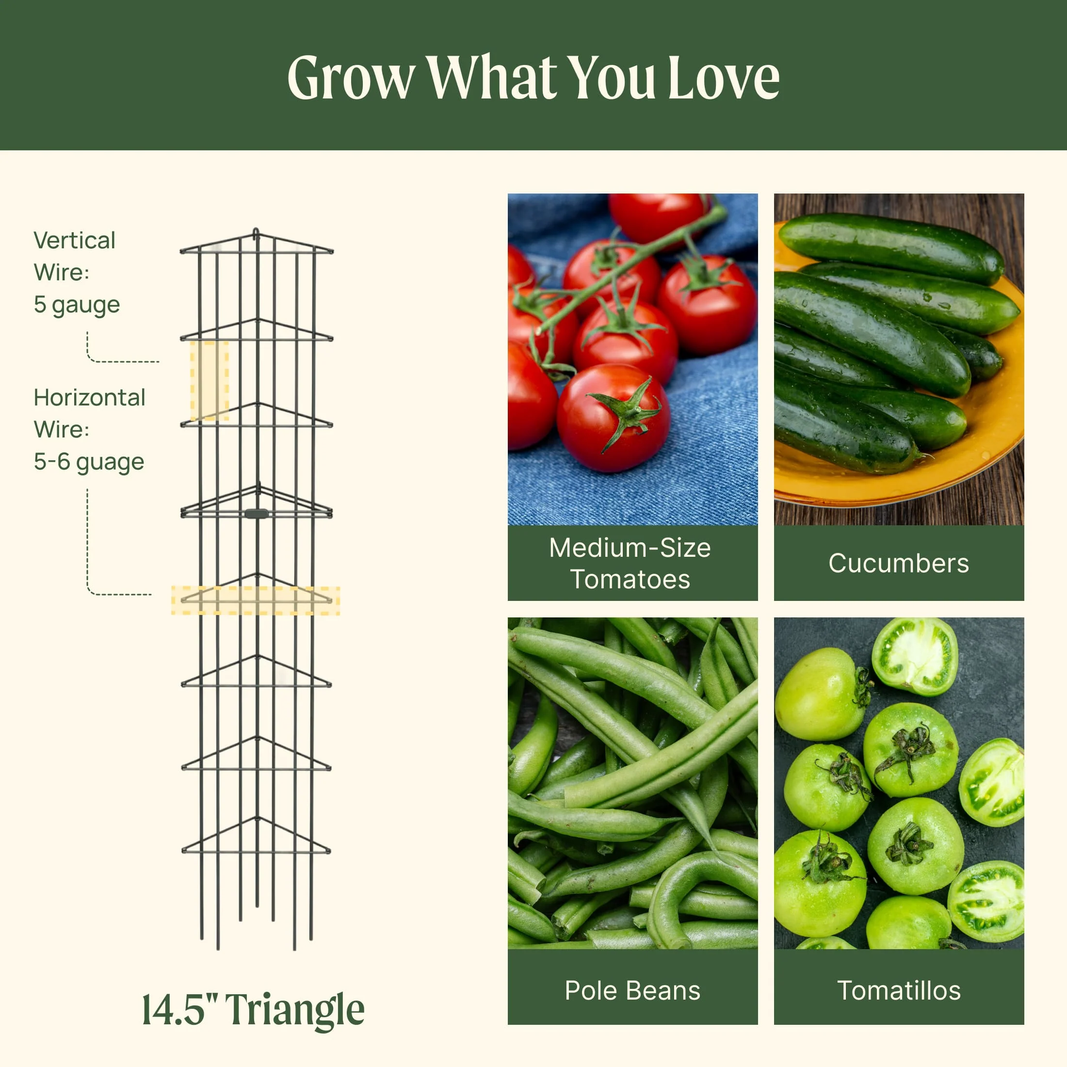 FlexGrow™ 3-Panel Tomato Cage - 11.5" - Image 10