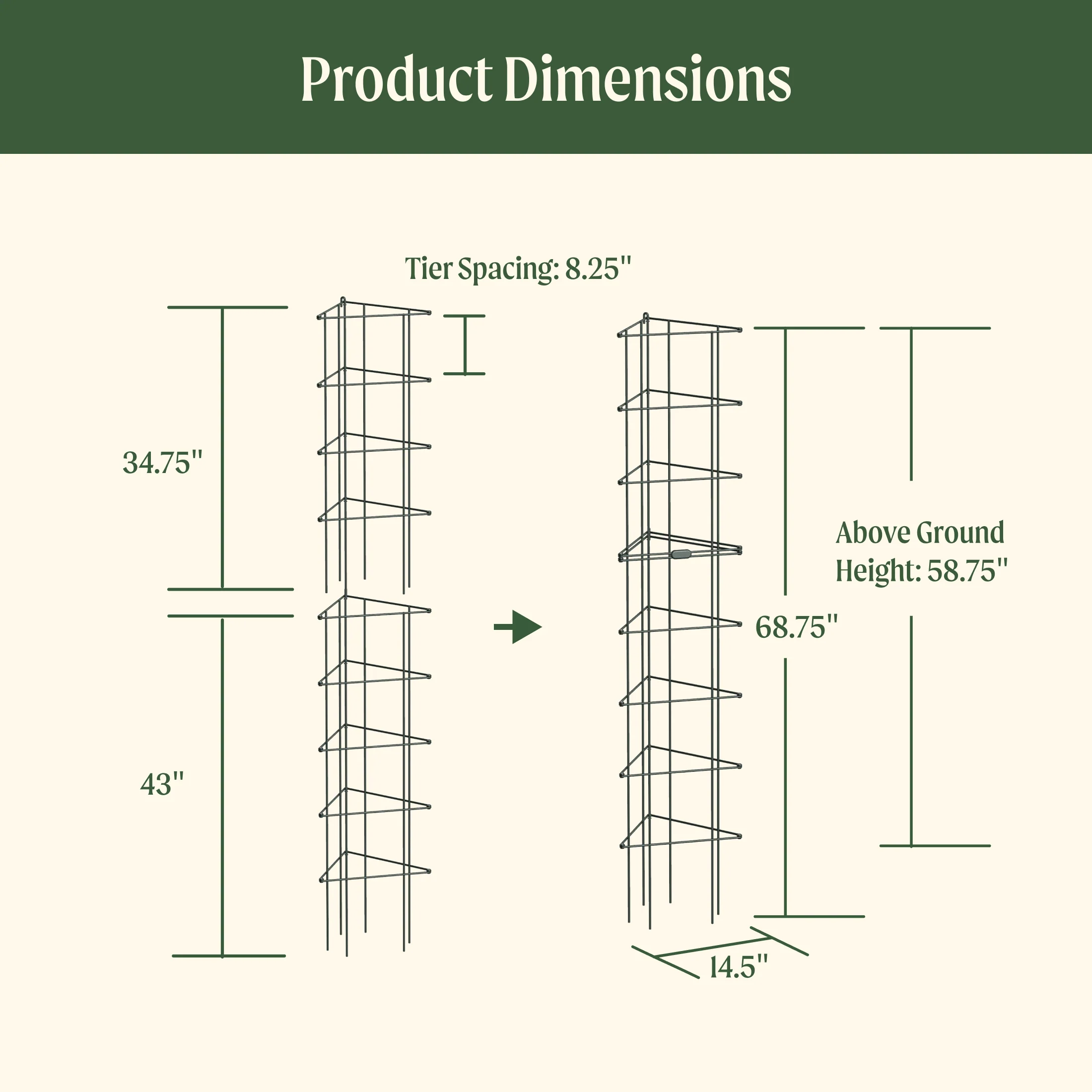 FlexGrow™ Modular 3-Panel Tomato Cage System - 14.5" - Image 3