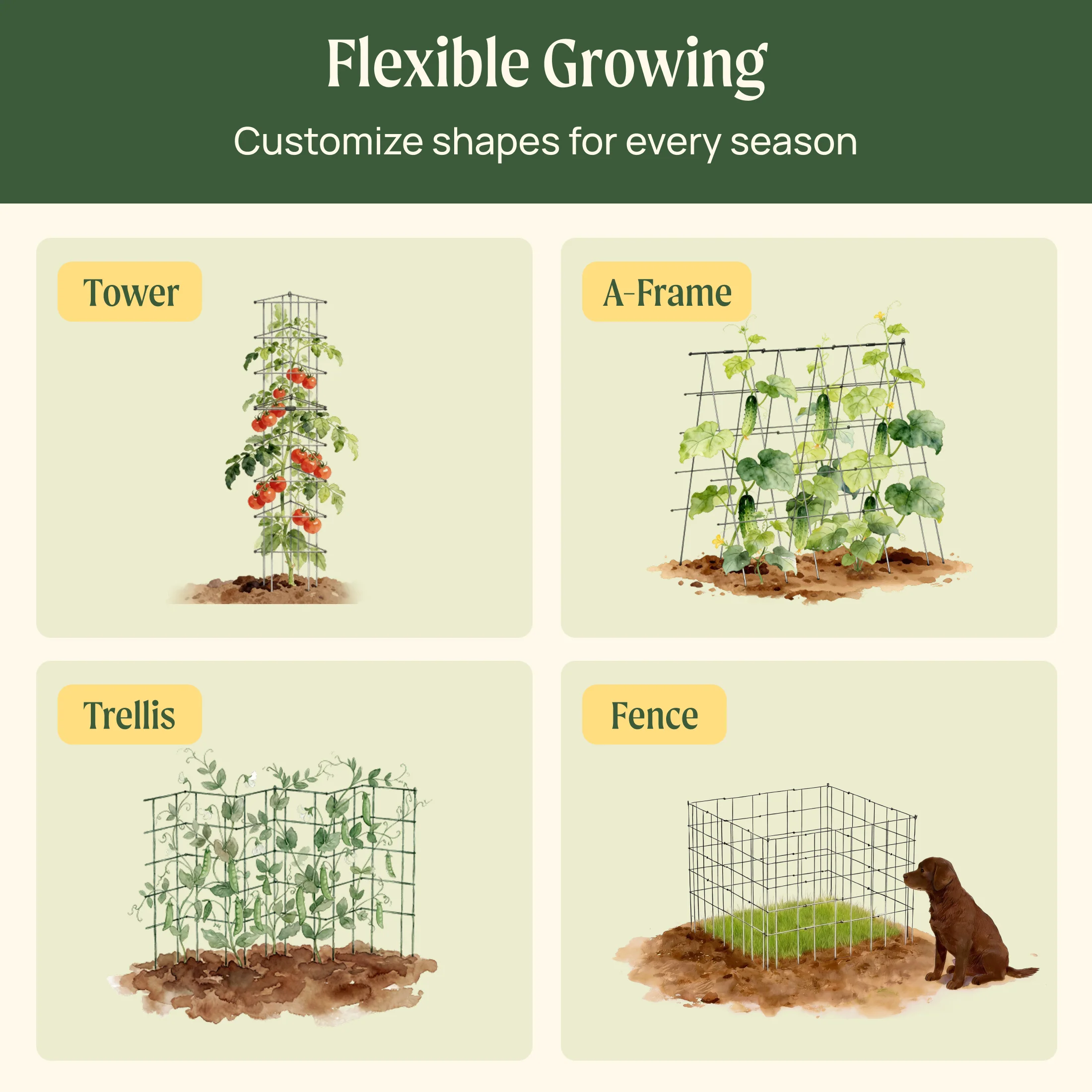FlexGrow™ 3-Panel Tomato Cage - 11.5" - Image 4