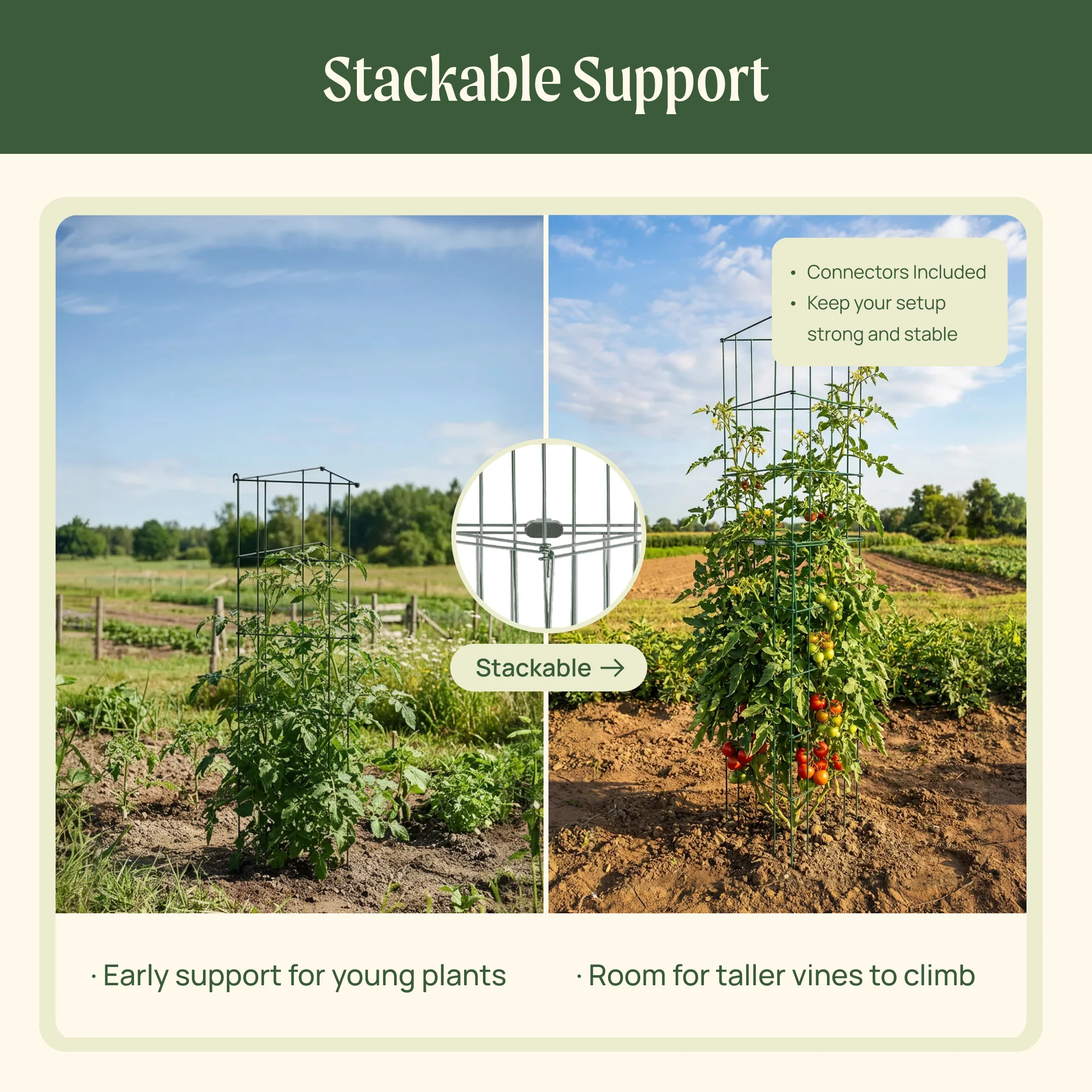FlexGrow™ 3-Panel Tomato Cage - 11.5" - Image 7