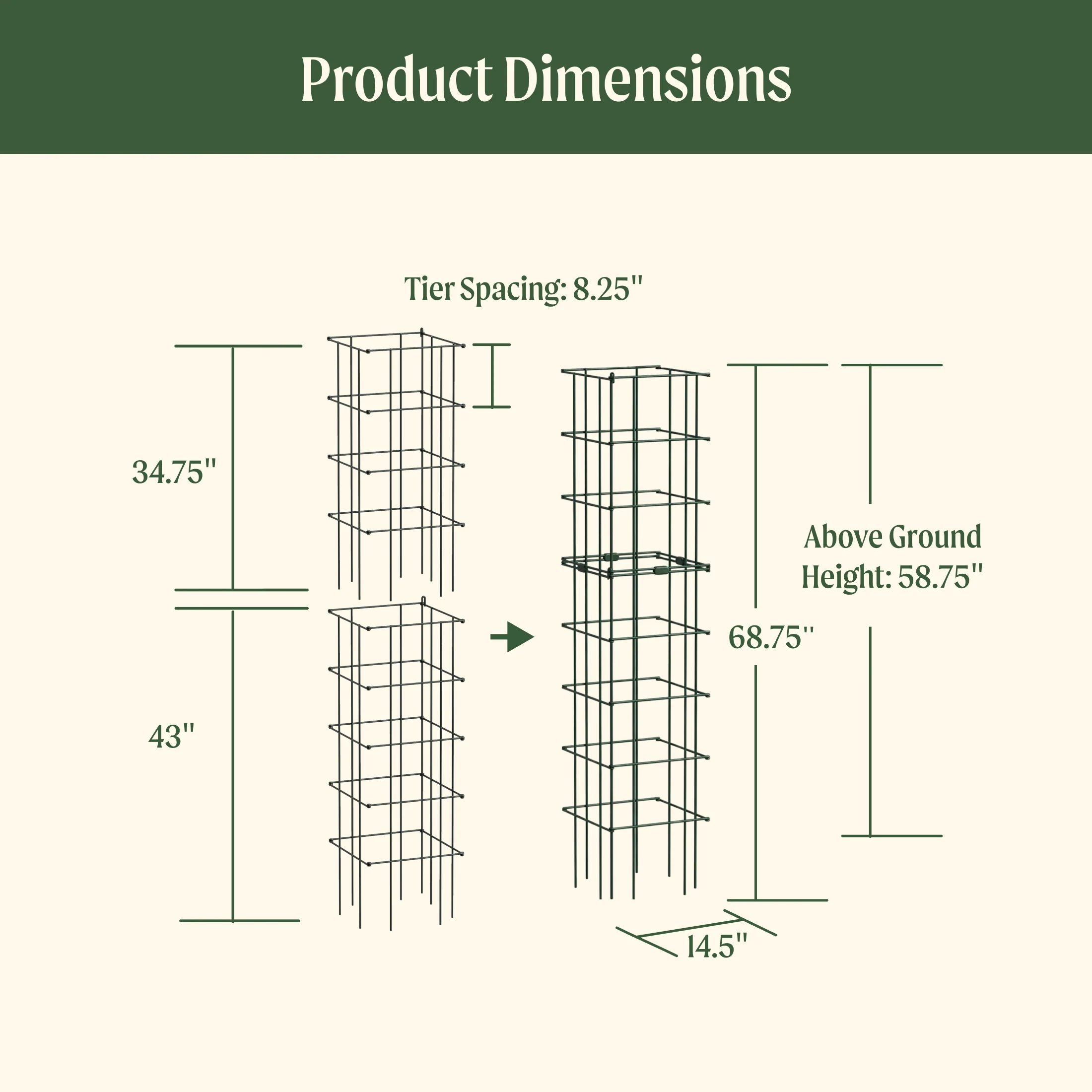 FlexGrow™ Modular Tomato Cage System - 14.5" Square - Image 5