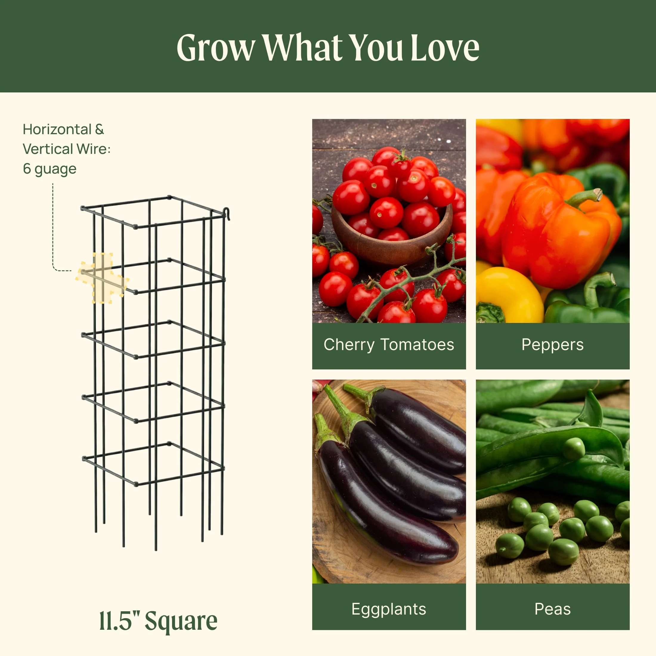 FlexGrow™ Modular Tomato Cage System - 14.5" Square - Image 11