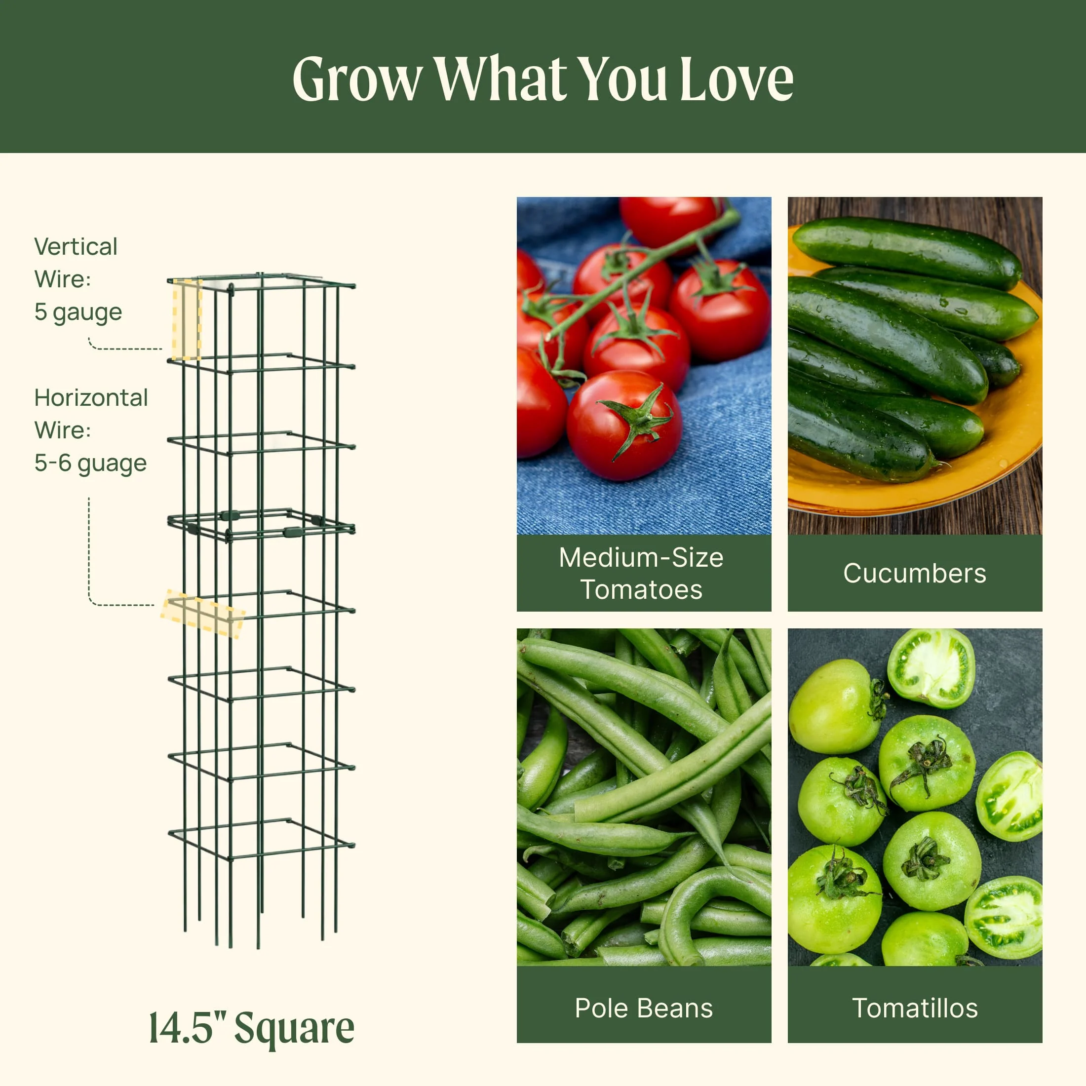 FlexGrow™ Modular Tomato Cage System - 14.5" Square - Image 12