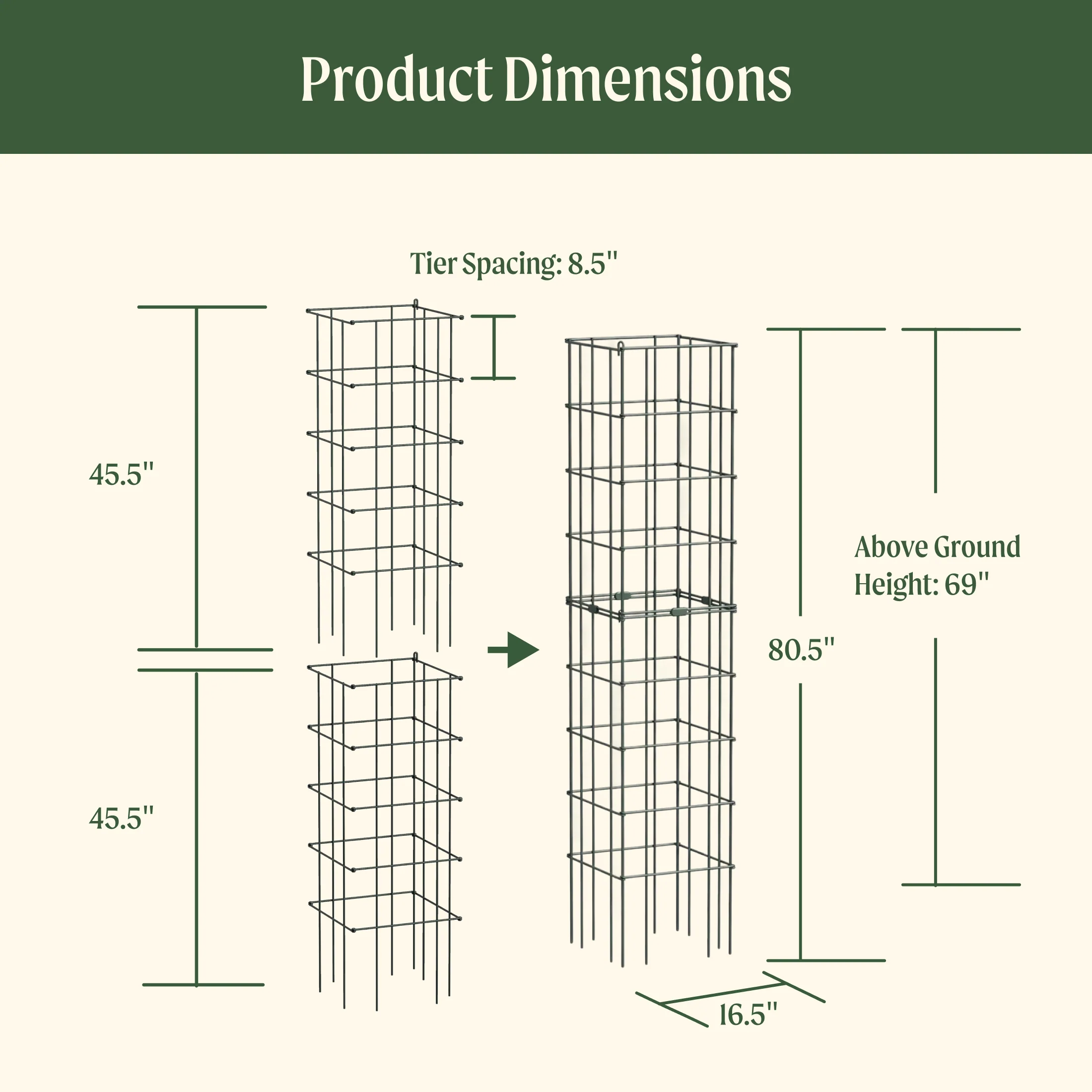FlexGrow™ Modular Tomato Cage System - 16.5" Square - Image 4