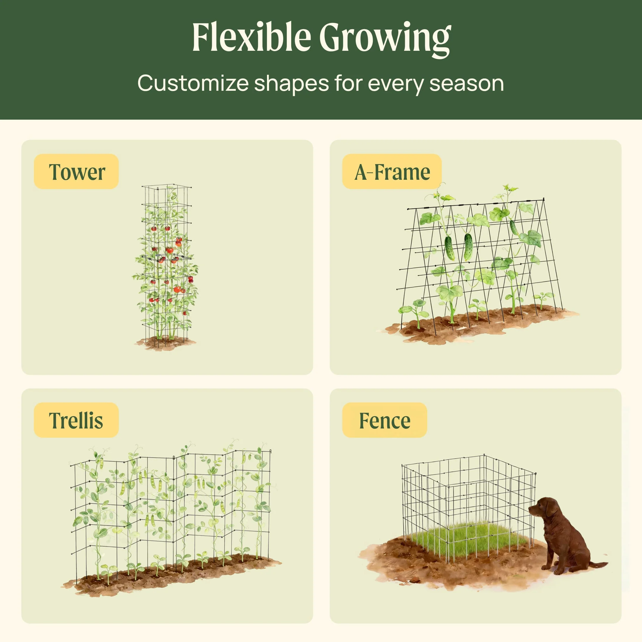 FlexGrow™ Modular Tomato Cage System - 14.5" Square - Image 6