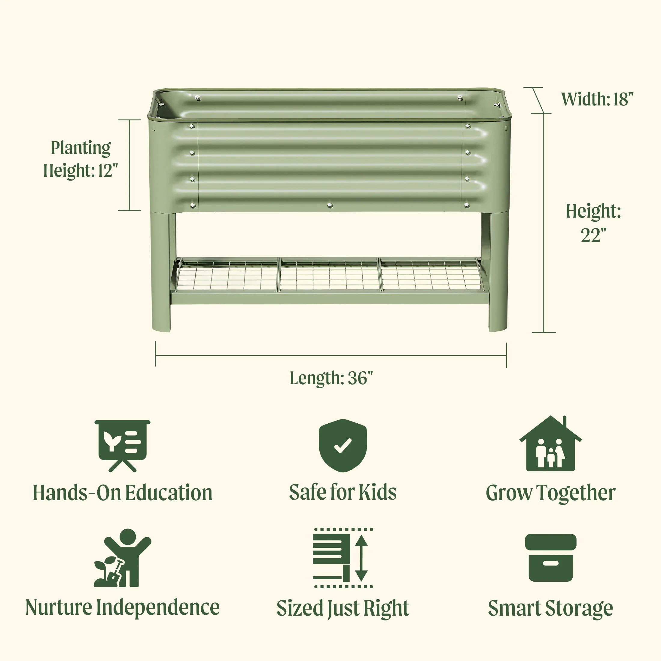 Kids First Elevated Garden Bed - 1.3' x 3.0' - Image 3