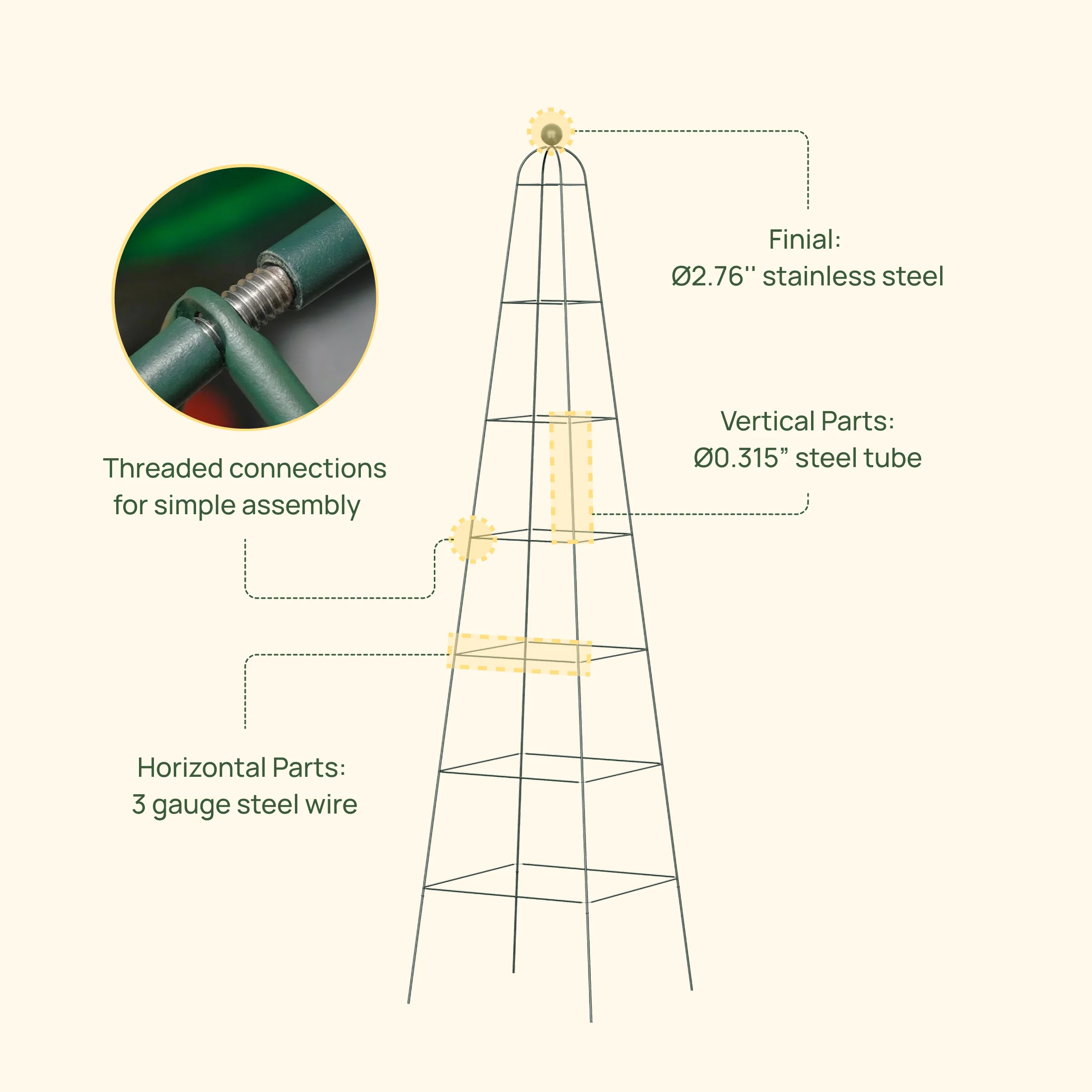 Pyramid Obelisk Garden Trellis - 9 ft - Image 8
