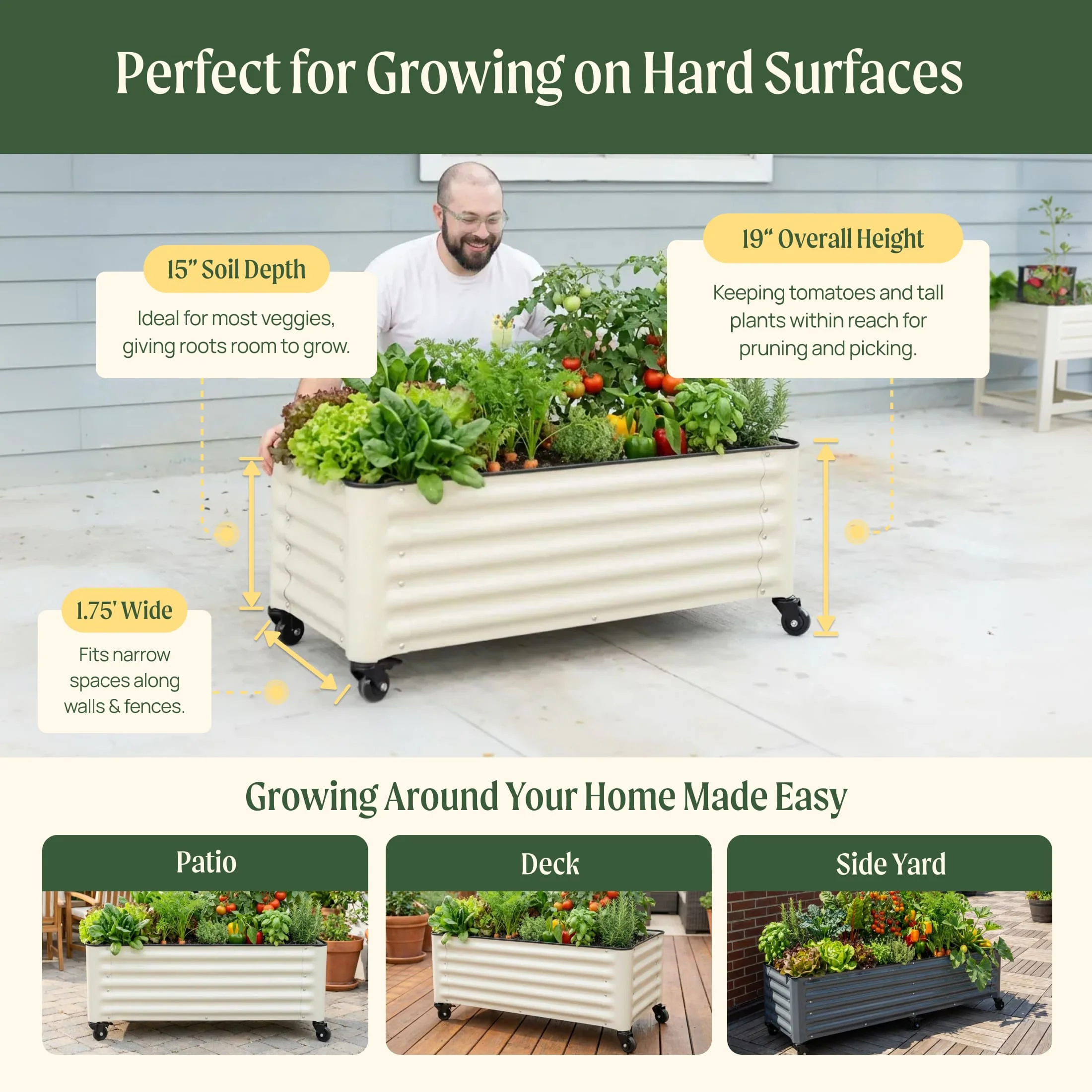 Classic Rolling Cube Planter - 1.75' x 1.75' - Image 4