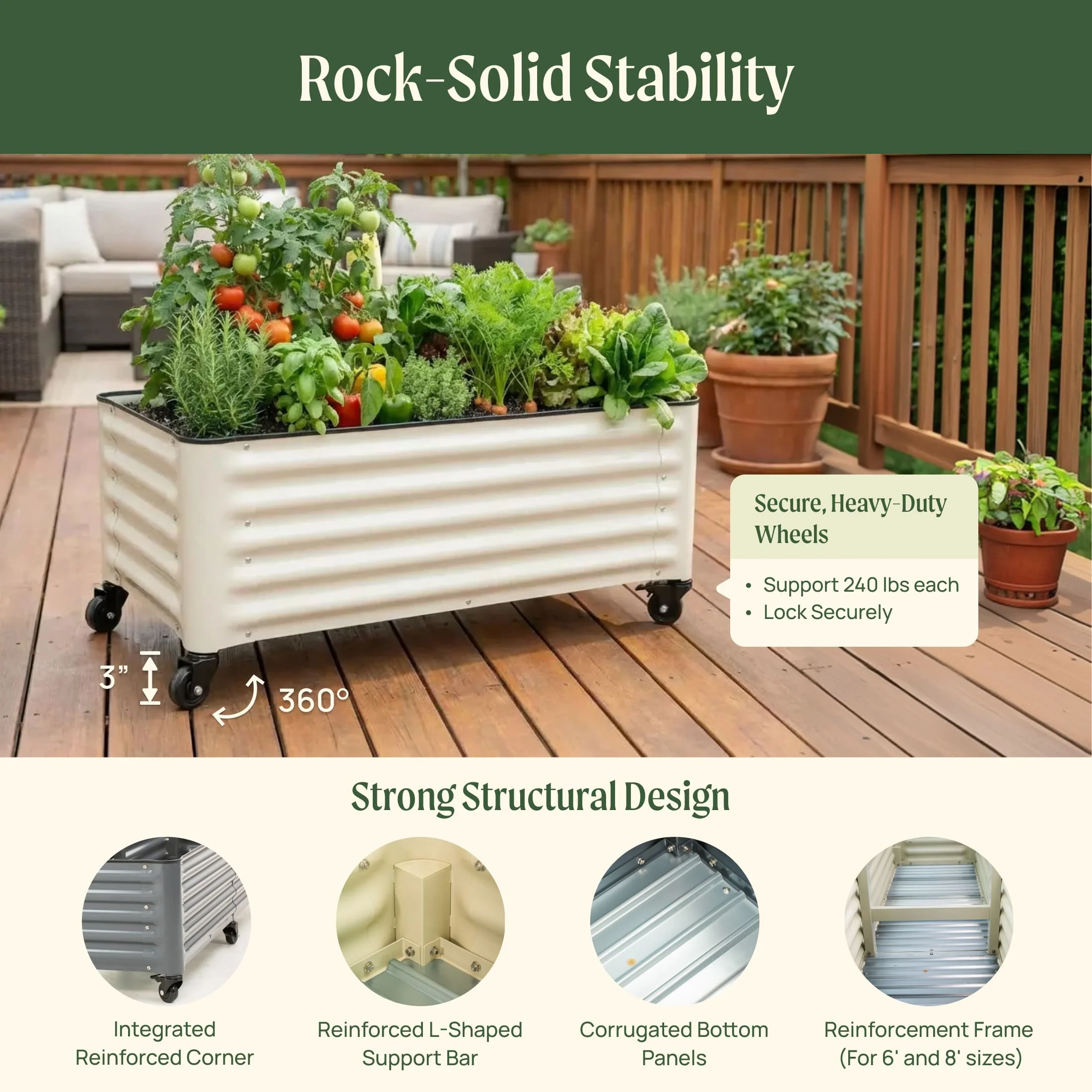 Classic Rolling Cube Planter - 1.75' x 1.75' - Image 9