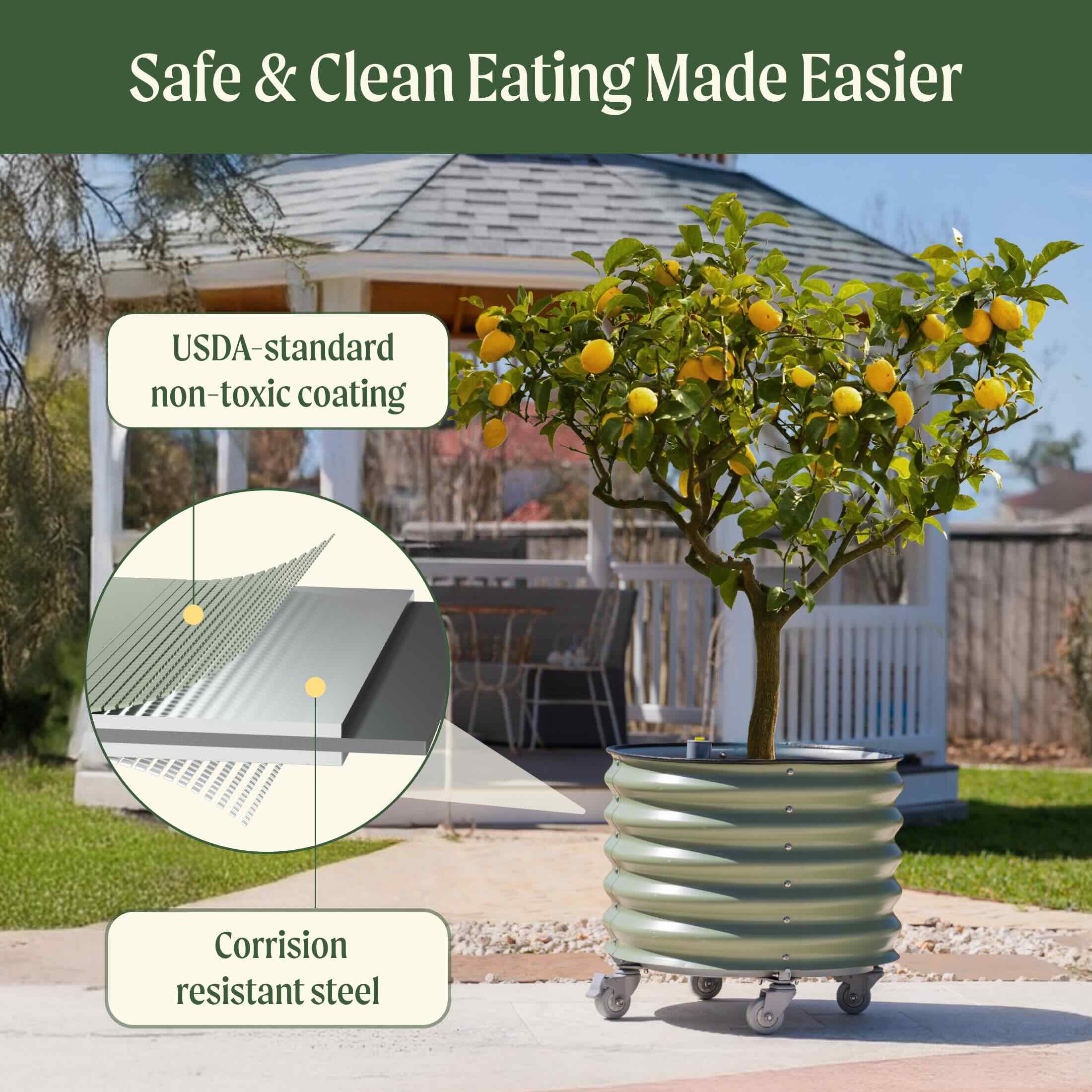 Self-Watering Rolling Citrus Tree Planter - 30 Gallon - Image 11