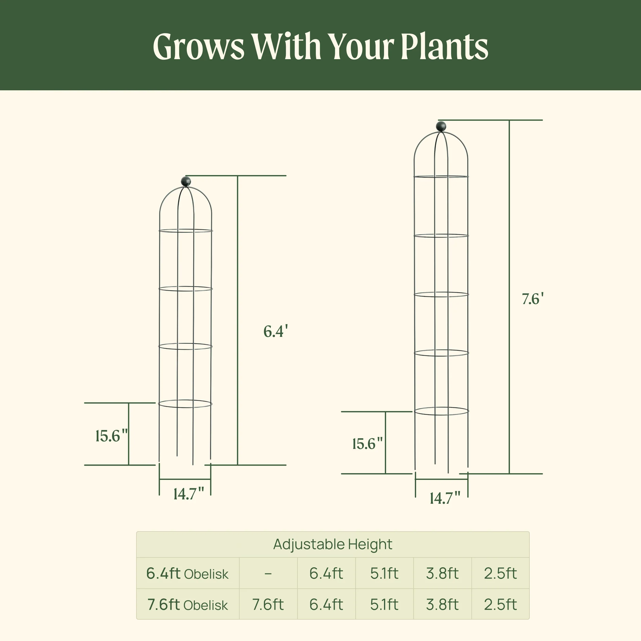 Round Obelisk Garden Trellis - 7.6 ft - Image 8