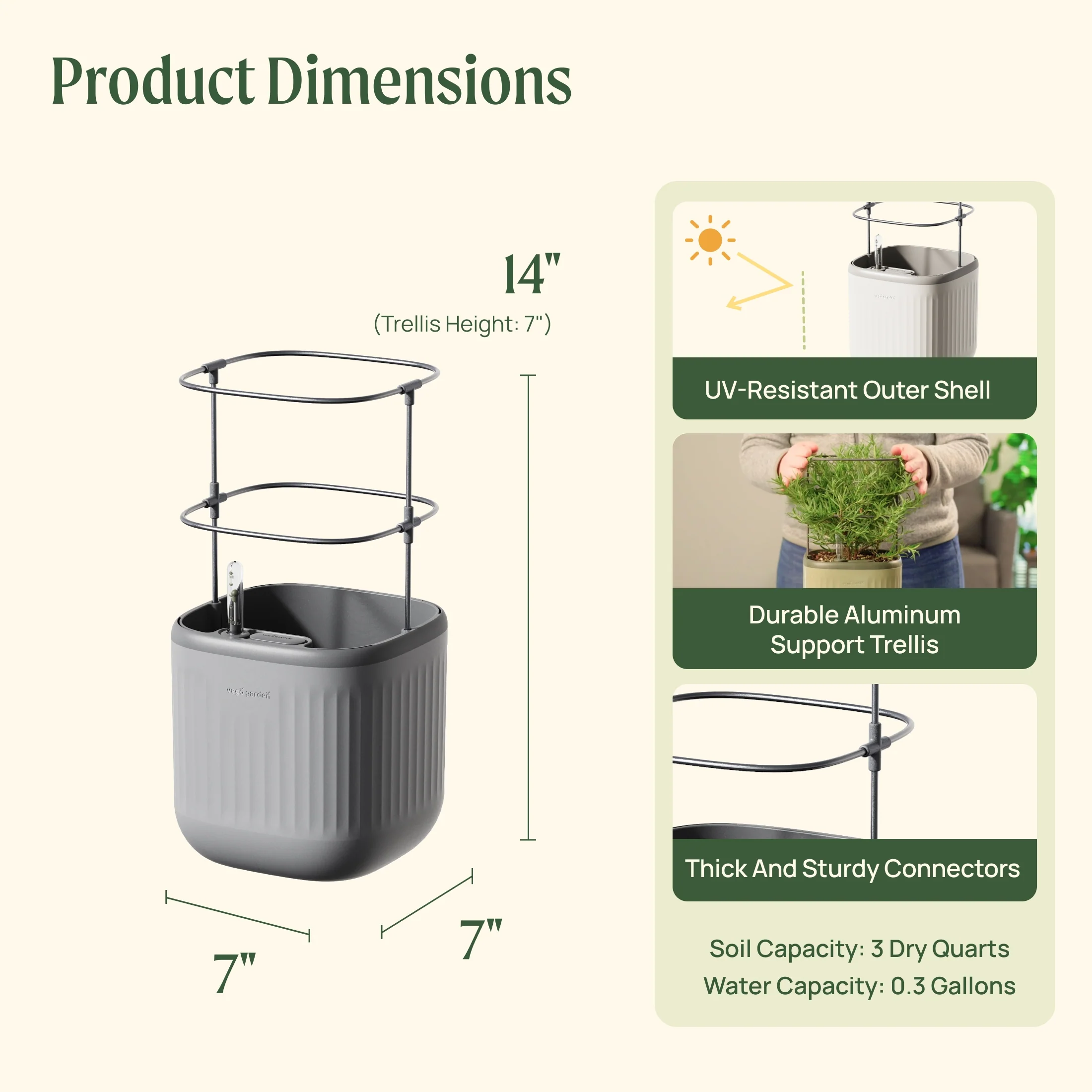 EZ Self-Watering Mini Planter Pot with Trellis - Image 3