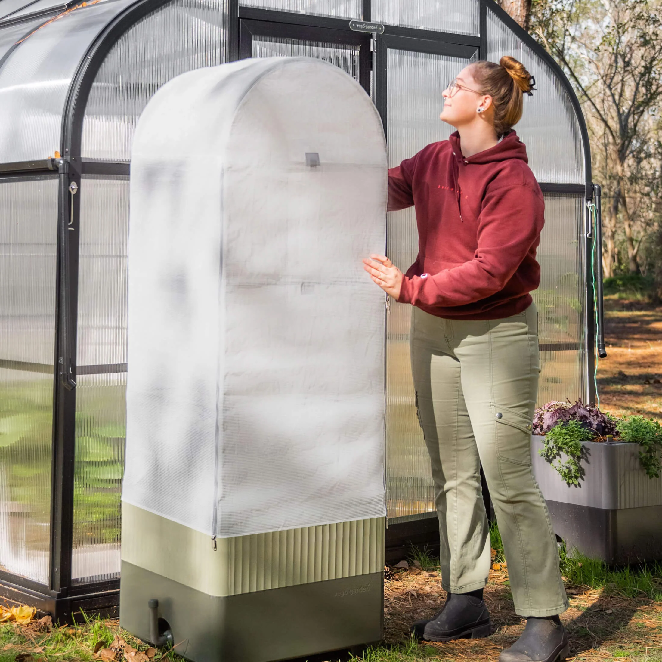 EZCube Self-Watering Planter 21" x 24" + Cage & Cover Bundle - Image 3