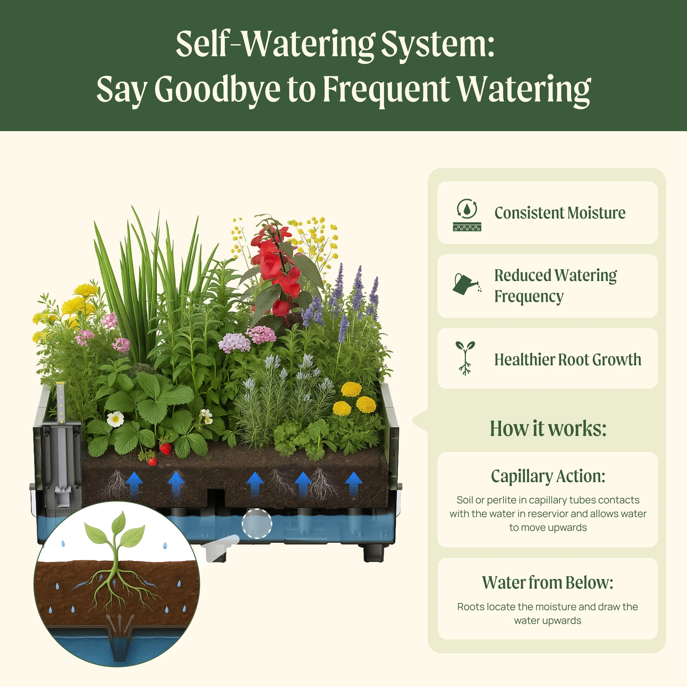 EZCube Self-Watering Planter 21" x 48" - Image 7