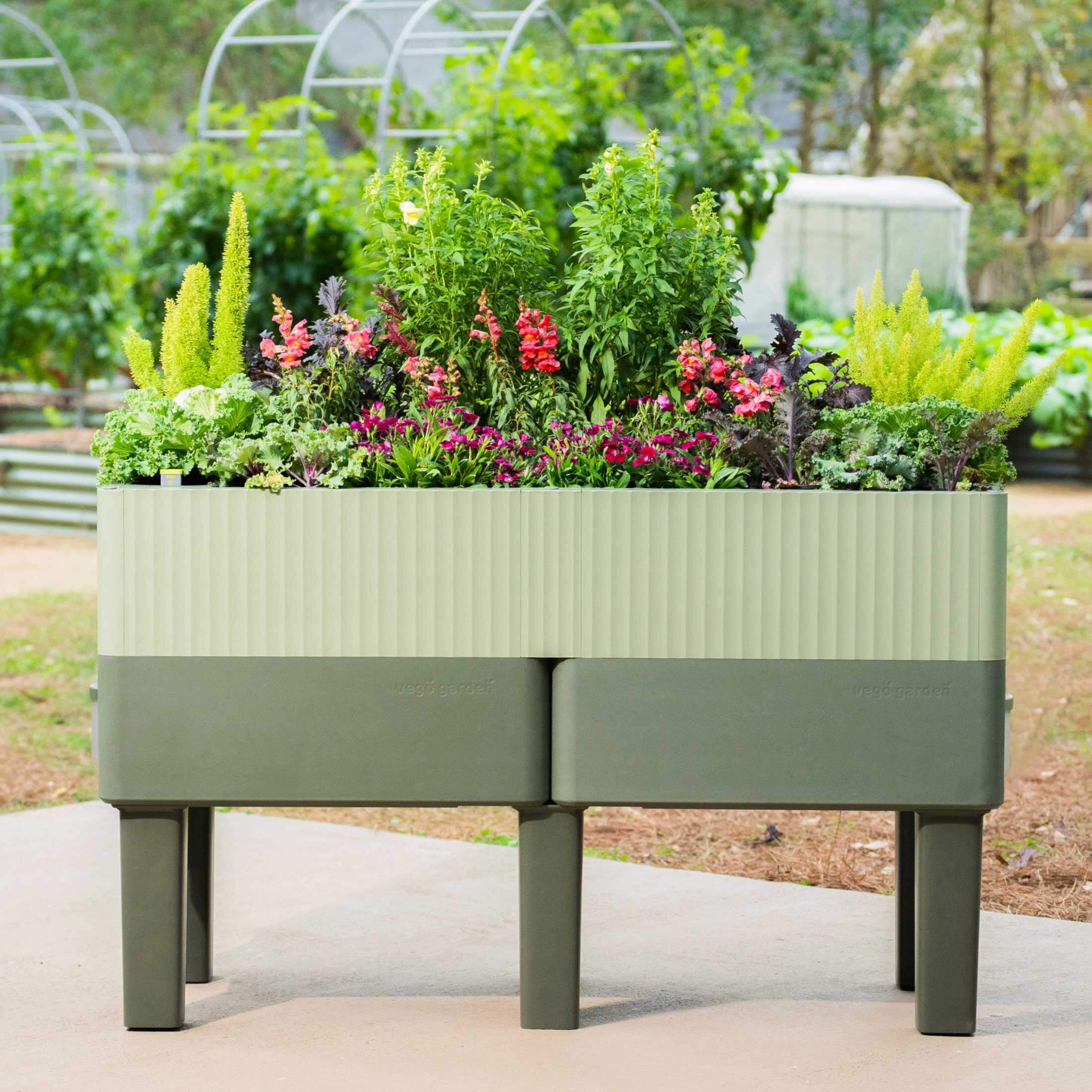 EZCube Self-Watering Planter 21" x 48" Elevated - Sage Green - Image 14