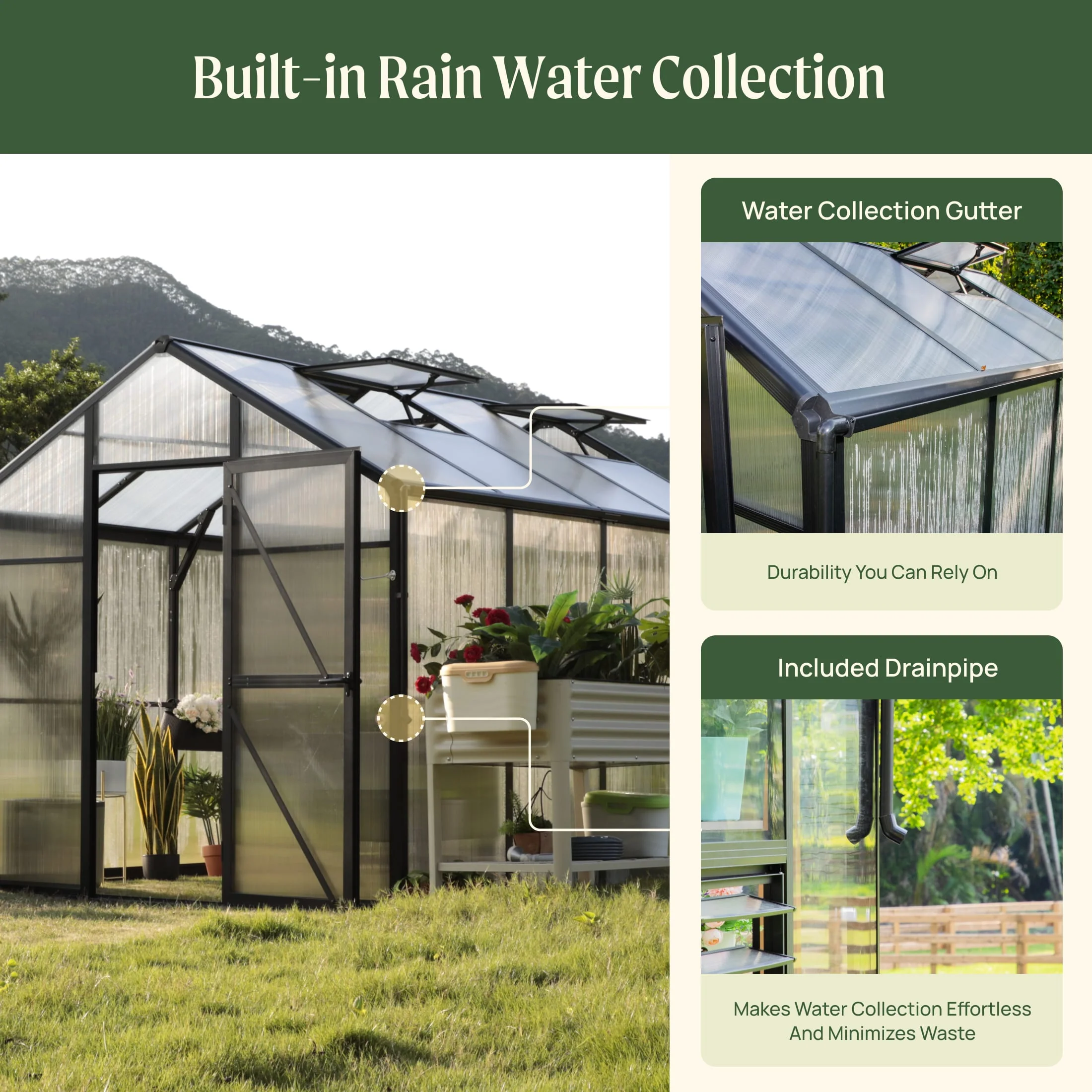 Vego Junior Victorian Greenhouse - 8.0ft Wide - Image 12