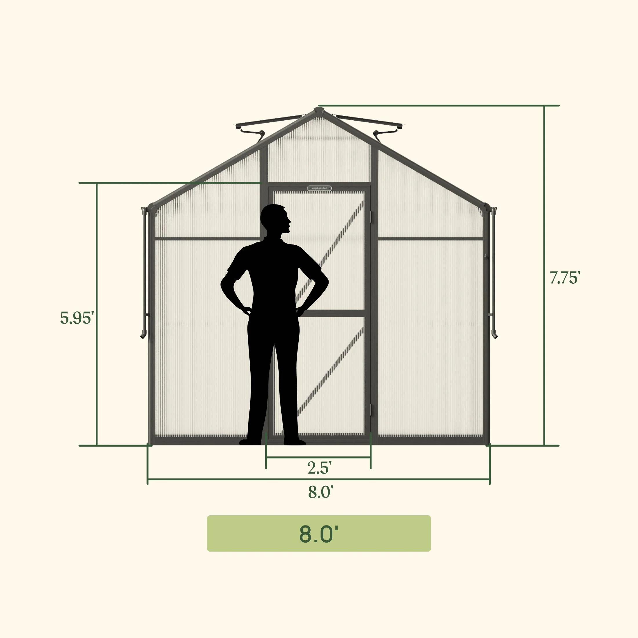 Vego Junior Victorian Greenhouse - 8.0ft Wide - Image 13