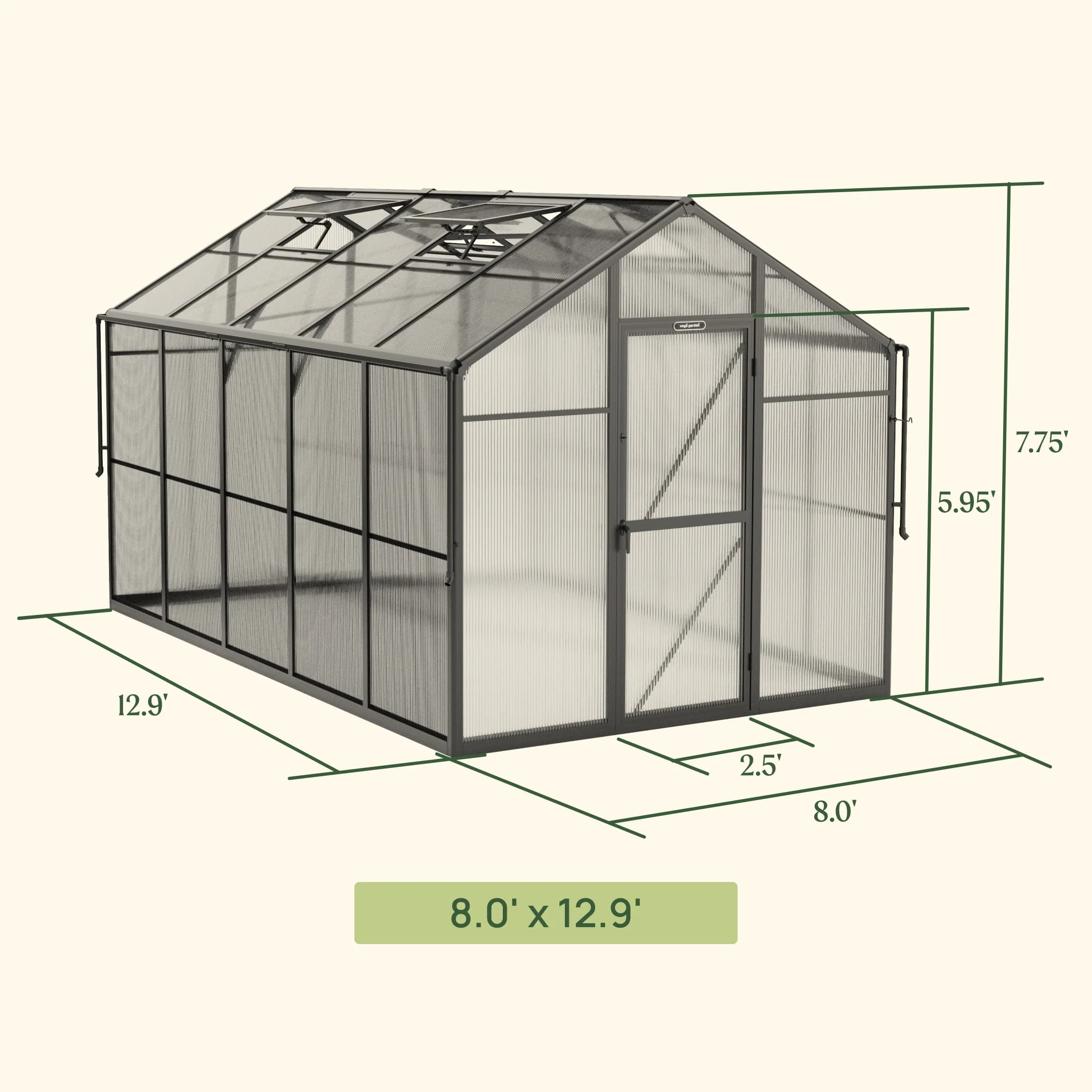 Vego Junior Victorian Greenhouse - 8.0ft Wide - Image 5