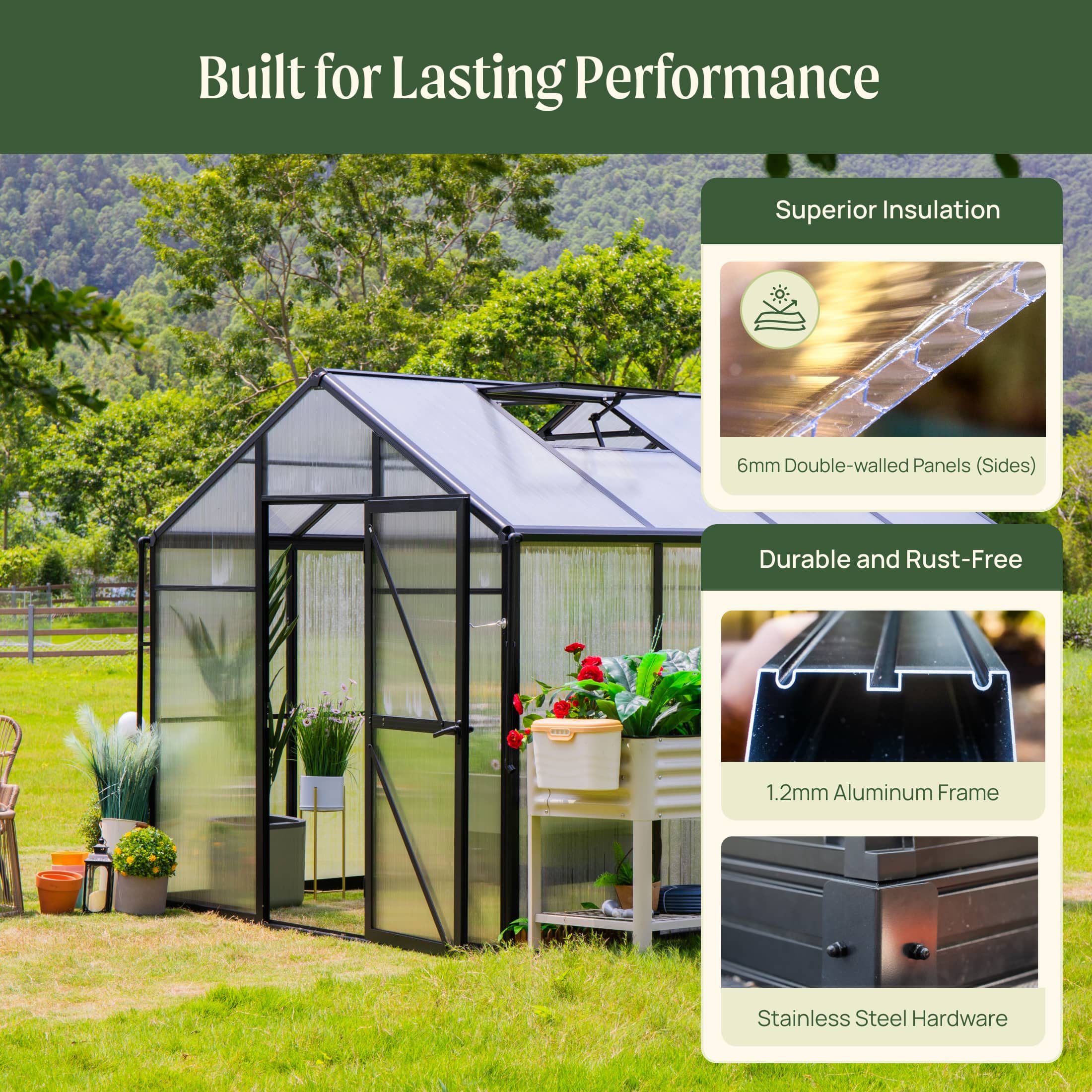 Vego Junior Victorian Greenhouse - 8.0ft Wide - Image 7