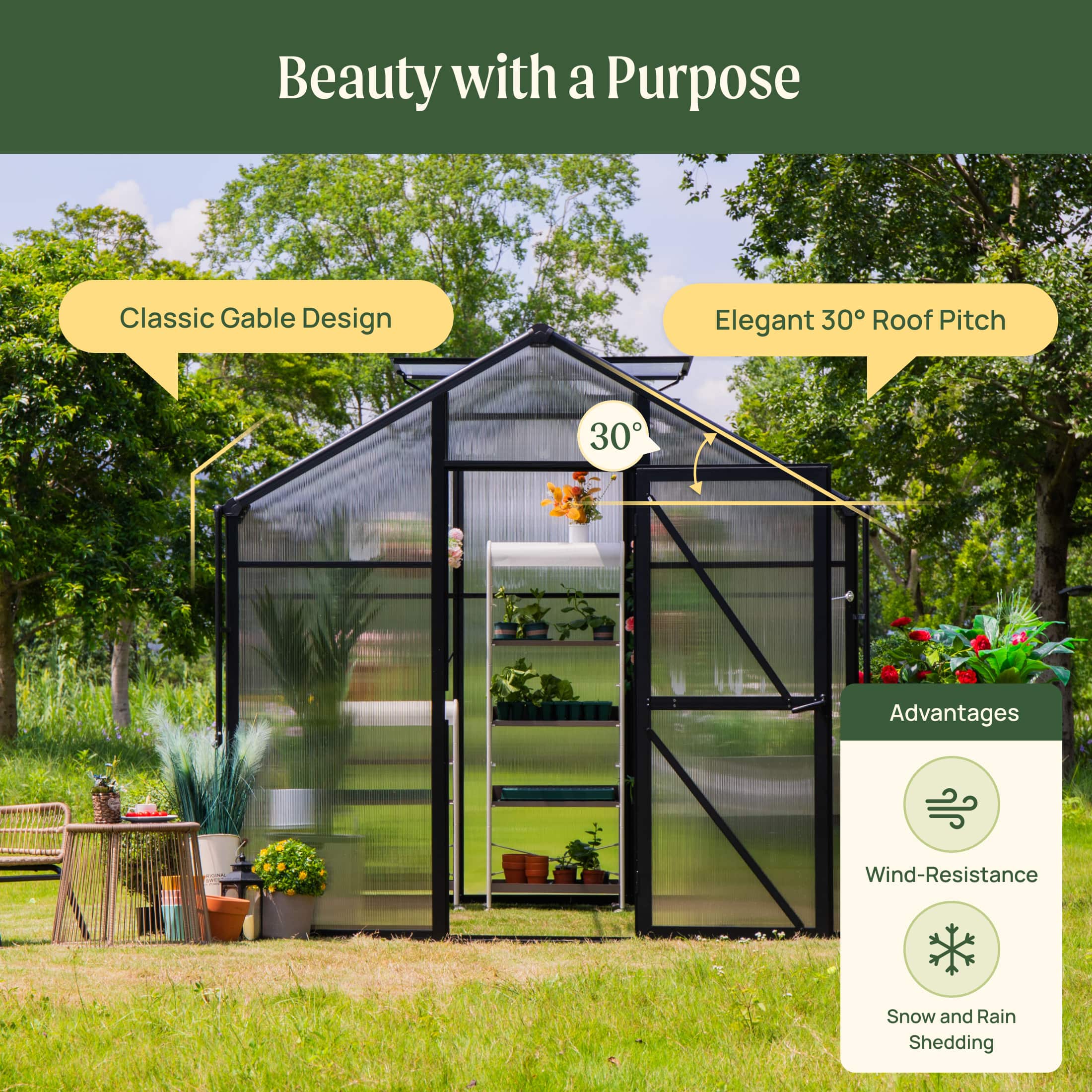 Vego Junior Victorian Greenhouse - 8.0ft Wide - Image 9