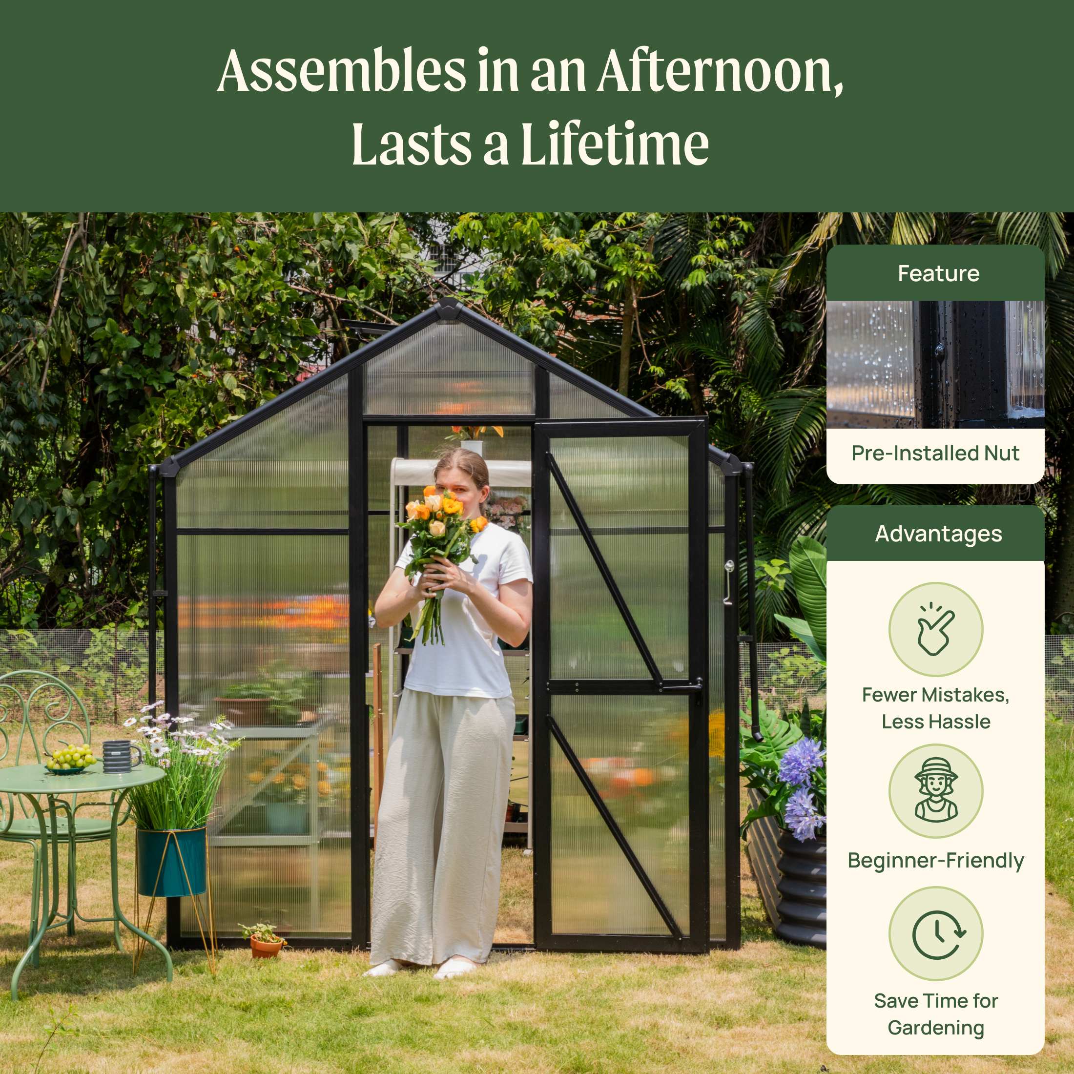 Vego Junior Victorian Greenhouse - 6.5ft Wide - Image 11