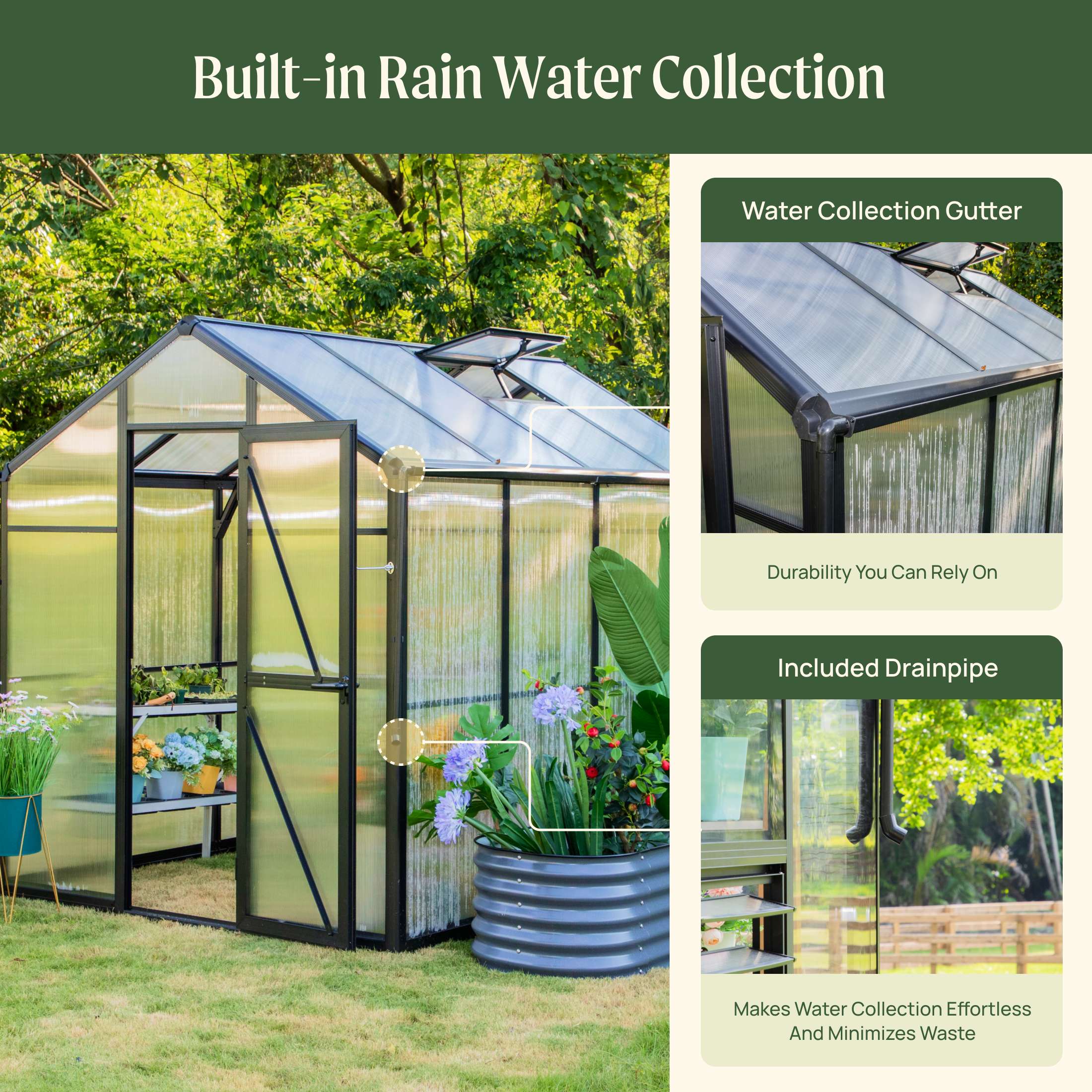 Vego Junior Victorian Greenhouse - 6.5ft Wide - Image 12