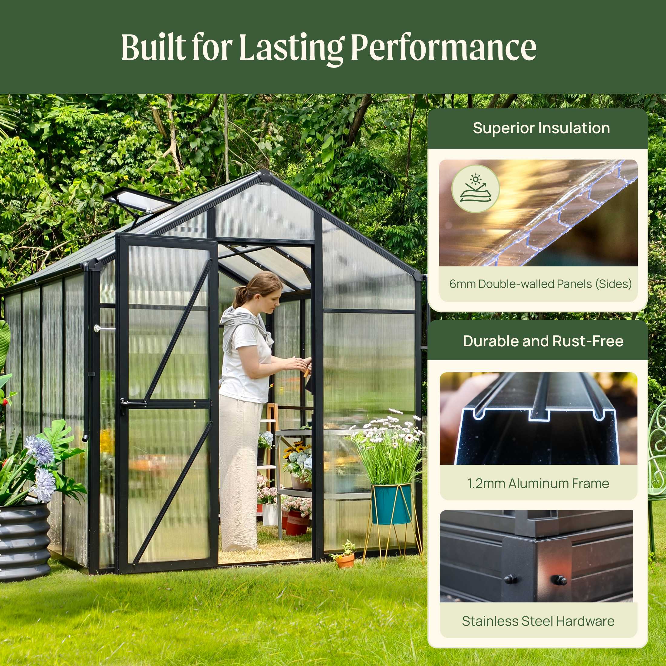 Vego Junior Victorian Greenhouse - 6.5ft Wide - Image 7