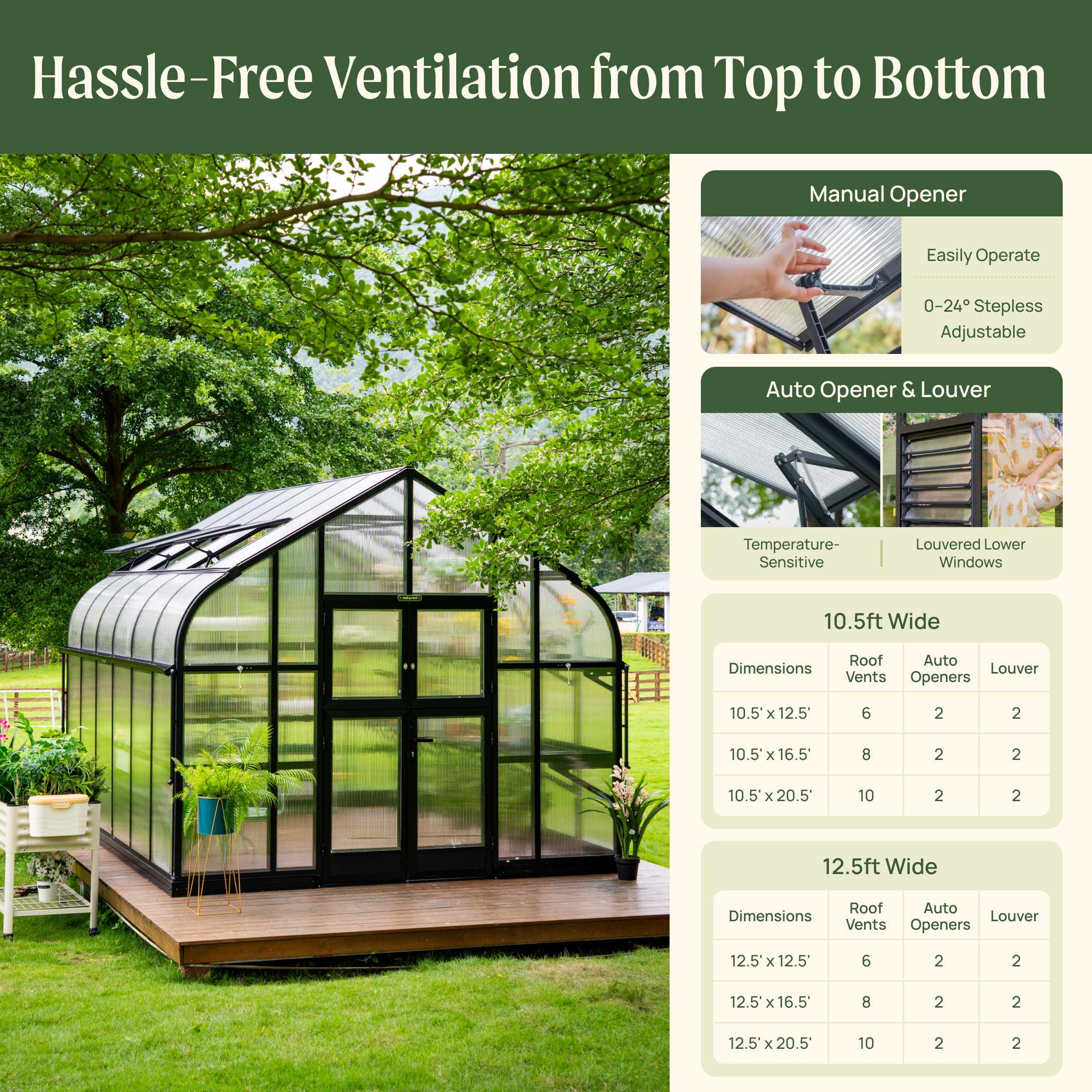 Vego Pacific Greenhouse - 10.5ft Wide - Image 14