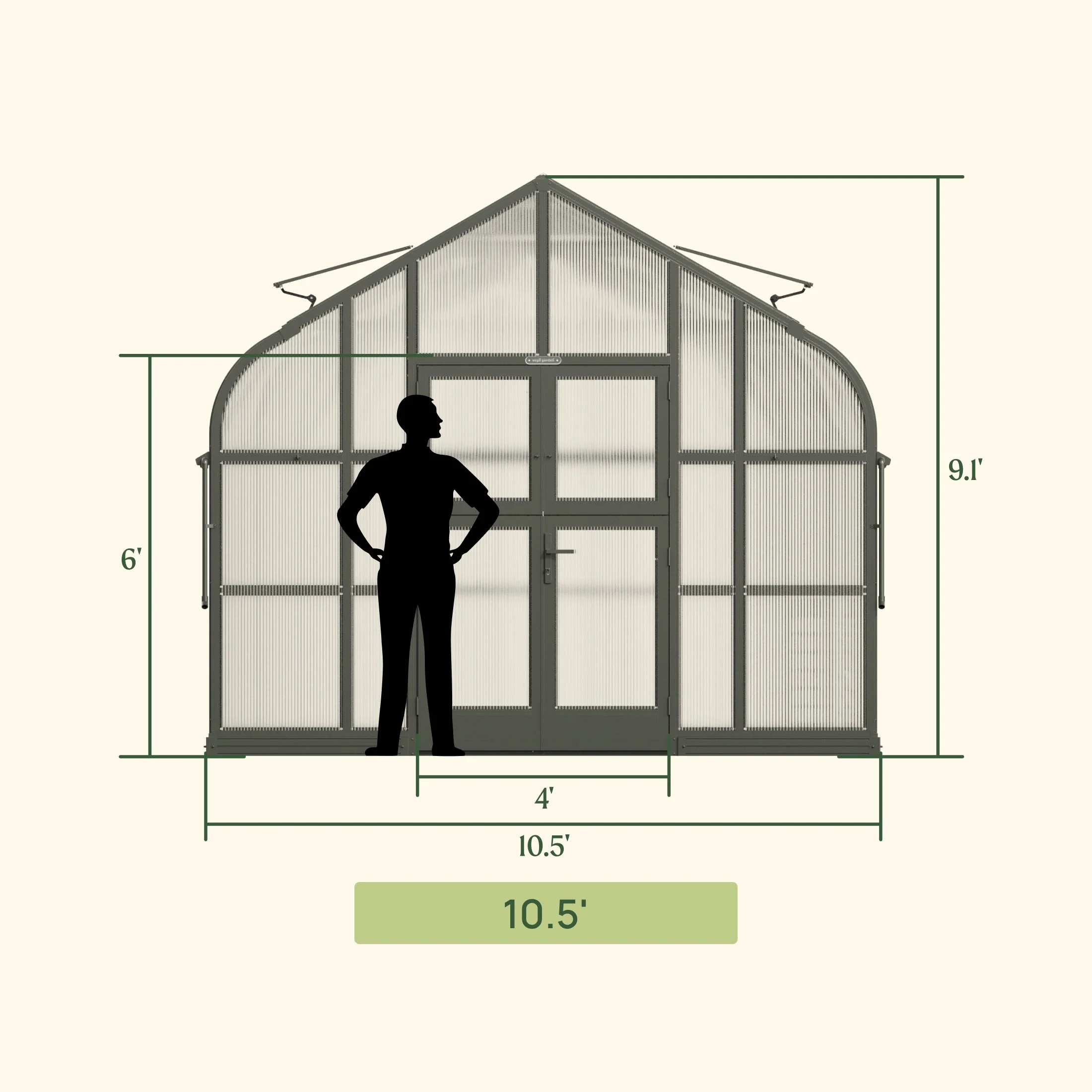 Vego Pacific Greenhouse - 10.5ft Wide - Image 16
