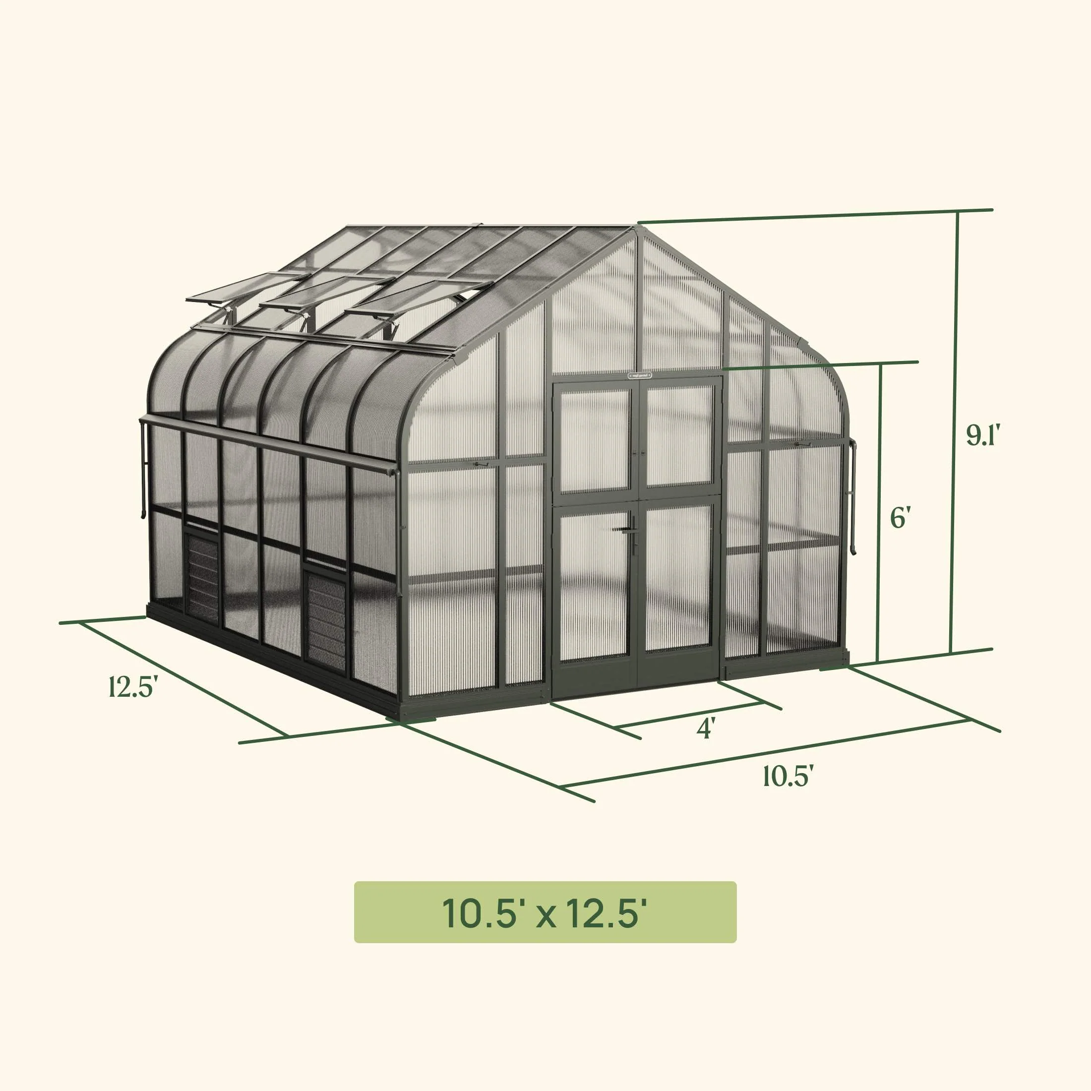 Vego Pacific Greenhouse - 10.5ft Wide - Image 3