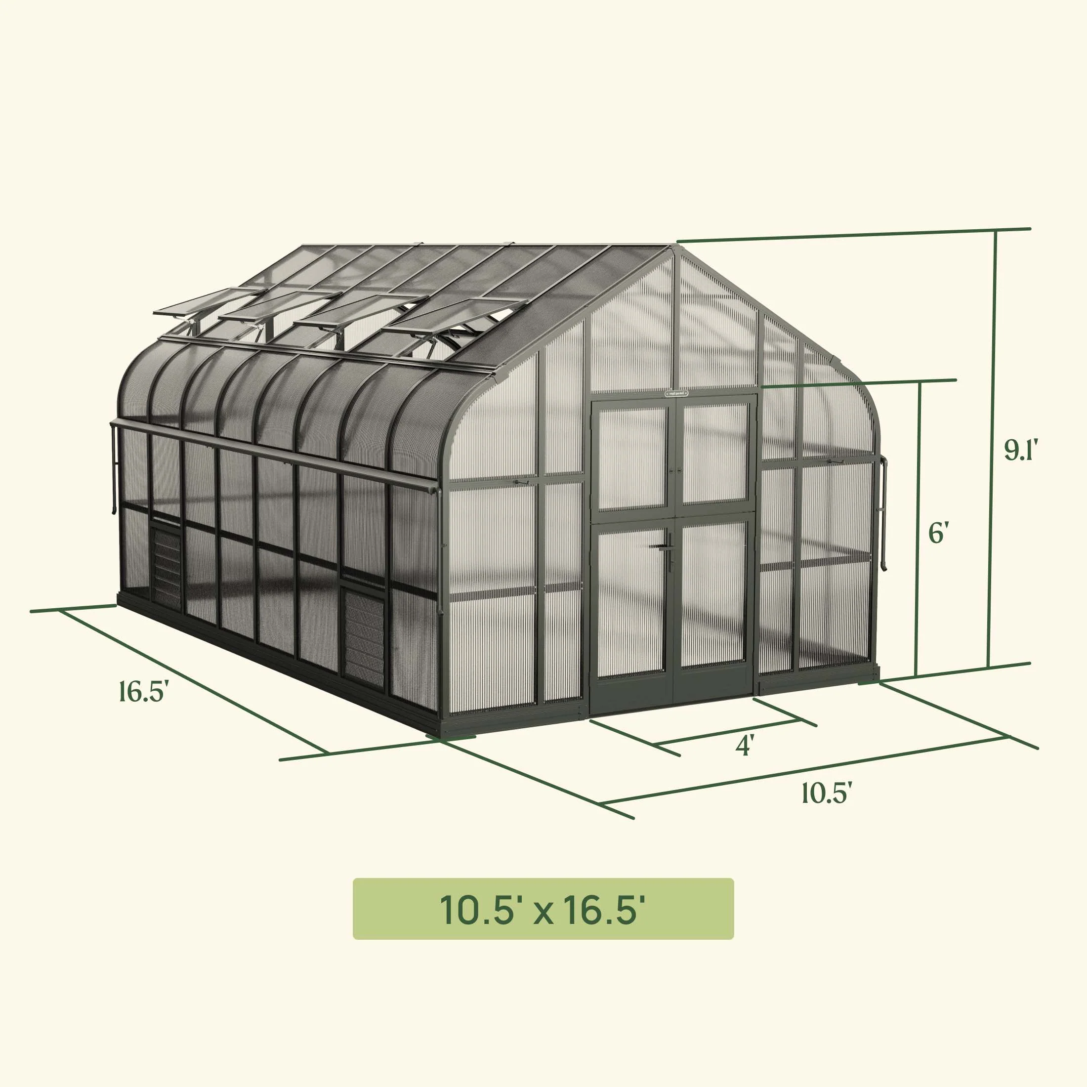 Vego Pacific Greenhouse - 10.5ft Wide - Image 4