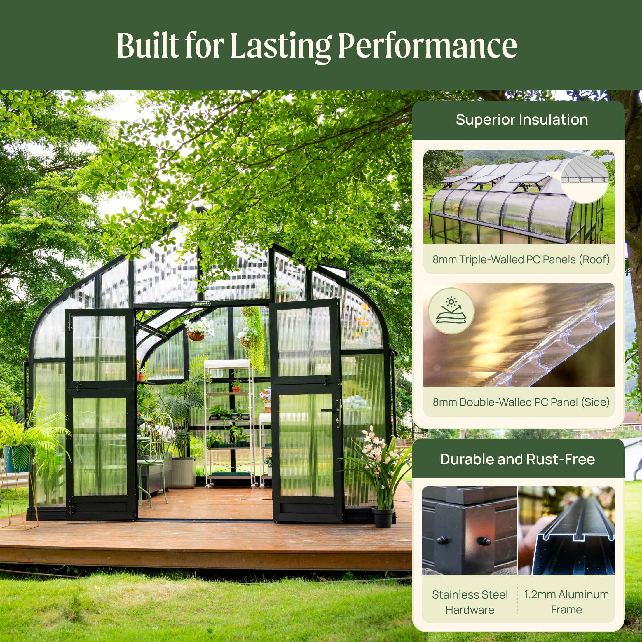 Vego Pacific Greenhouse - 10.5ft Wide - Image 8